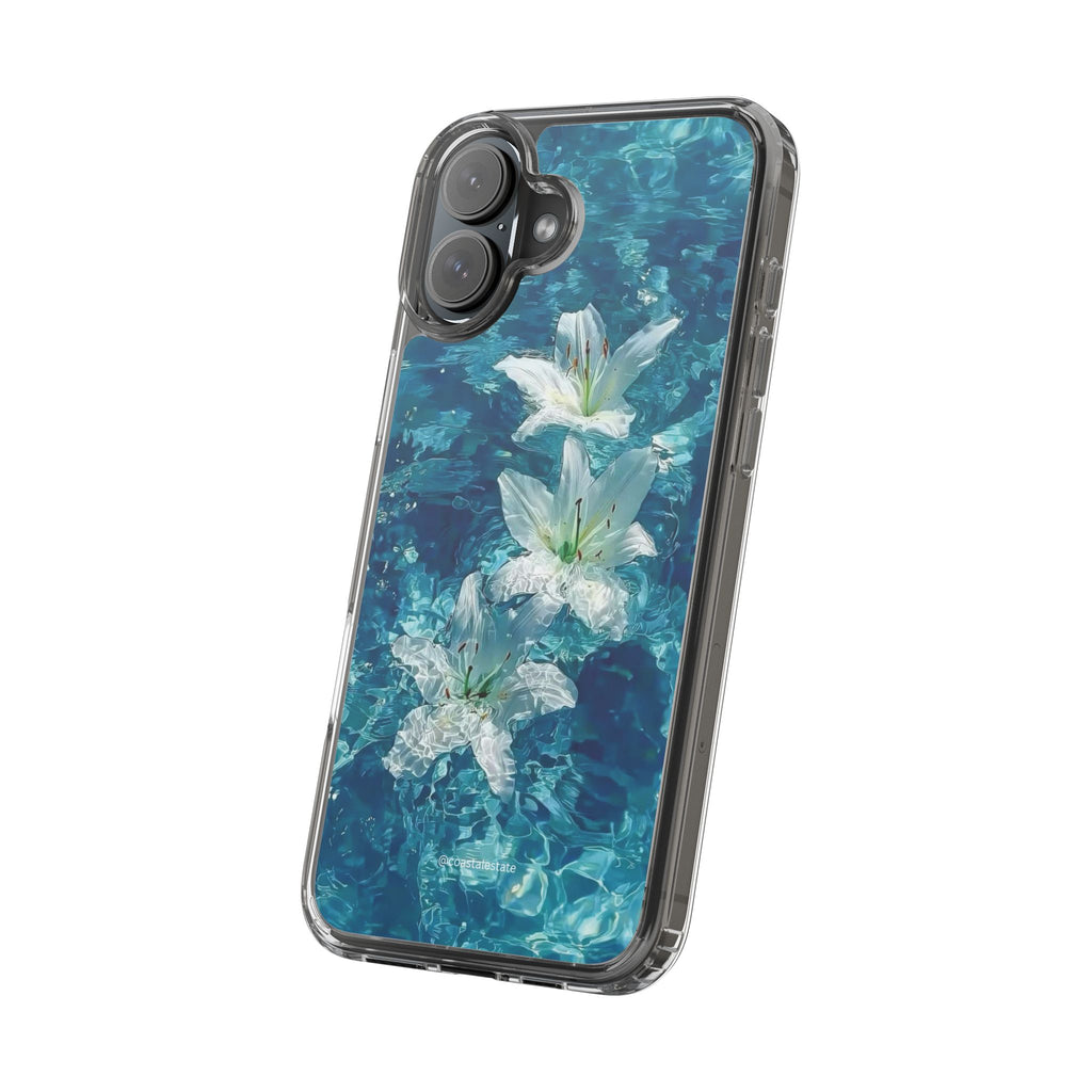 Clear Phone Case — Blue Water Lily Floral Design