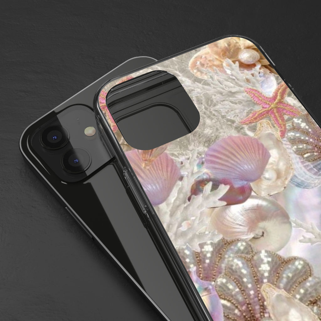 Seashell Gem Clear Phone Case — Iridescent Mermaid Beach Design