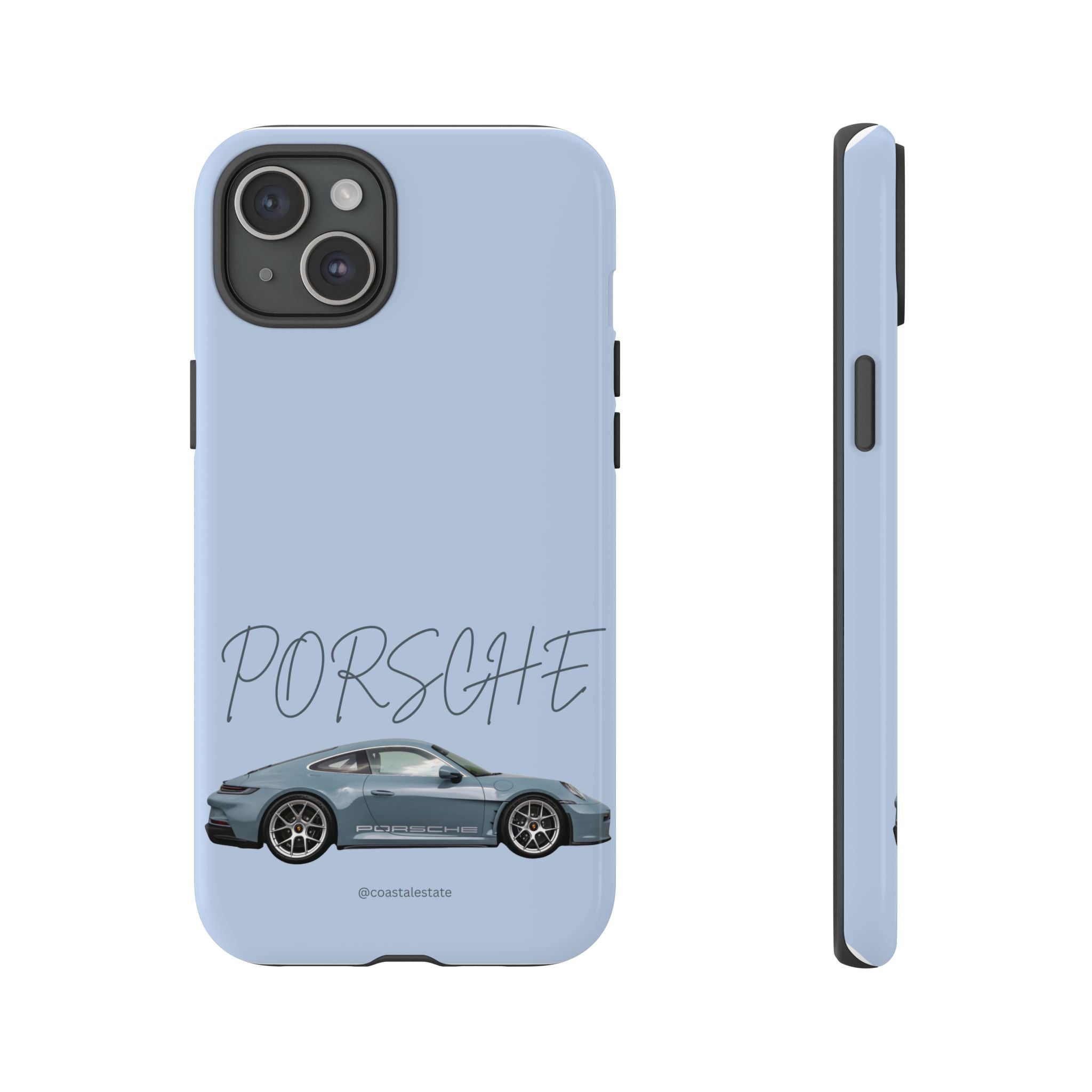 Porsche Sports Car Tough Phone Case — Light Blue Illustrated Porsche Design