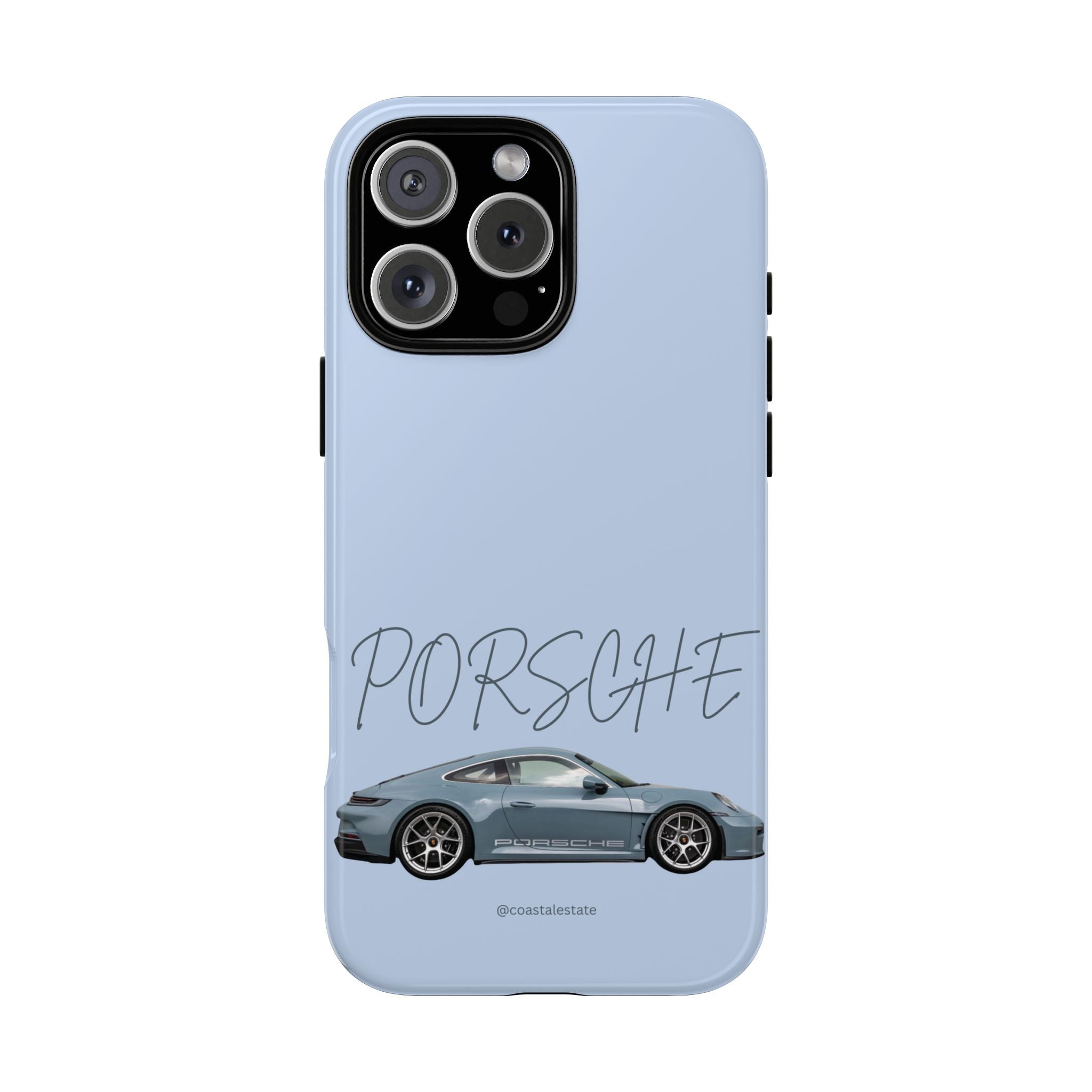 Porsche Sports Car Tough Phone Case — Light Blue Illustrated Porsche Design
