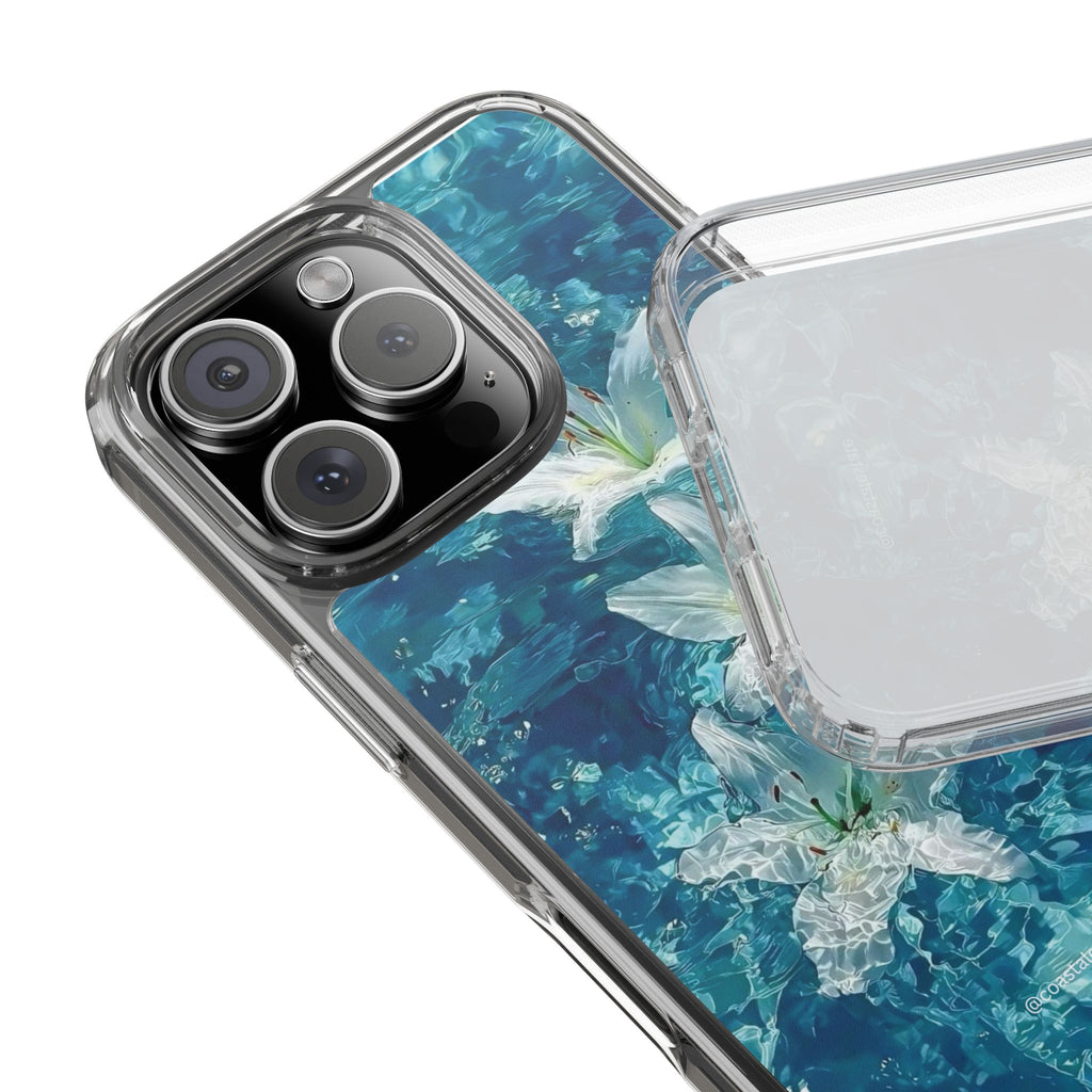 Clear Phone Case — Blue Water Lily Floral Design