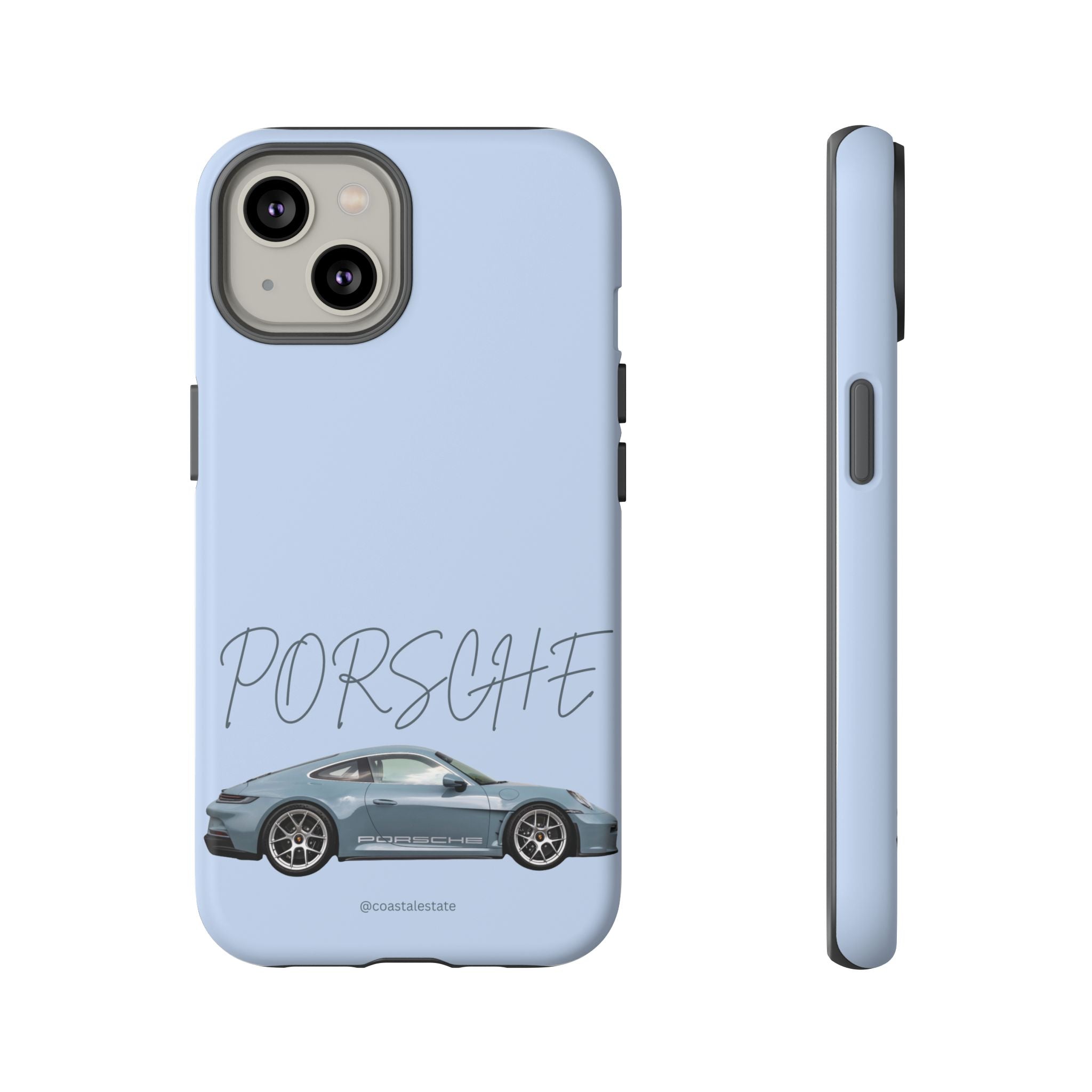 Porsche Sports Car Tough Phone Case — Light Blue Illustrated Porsche Design