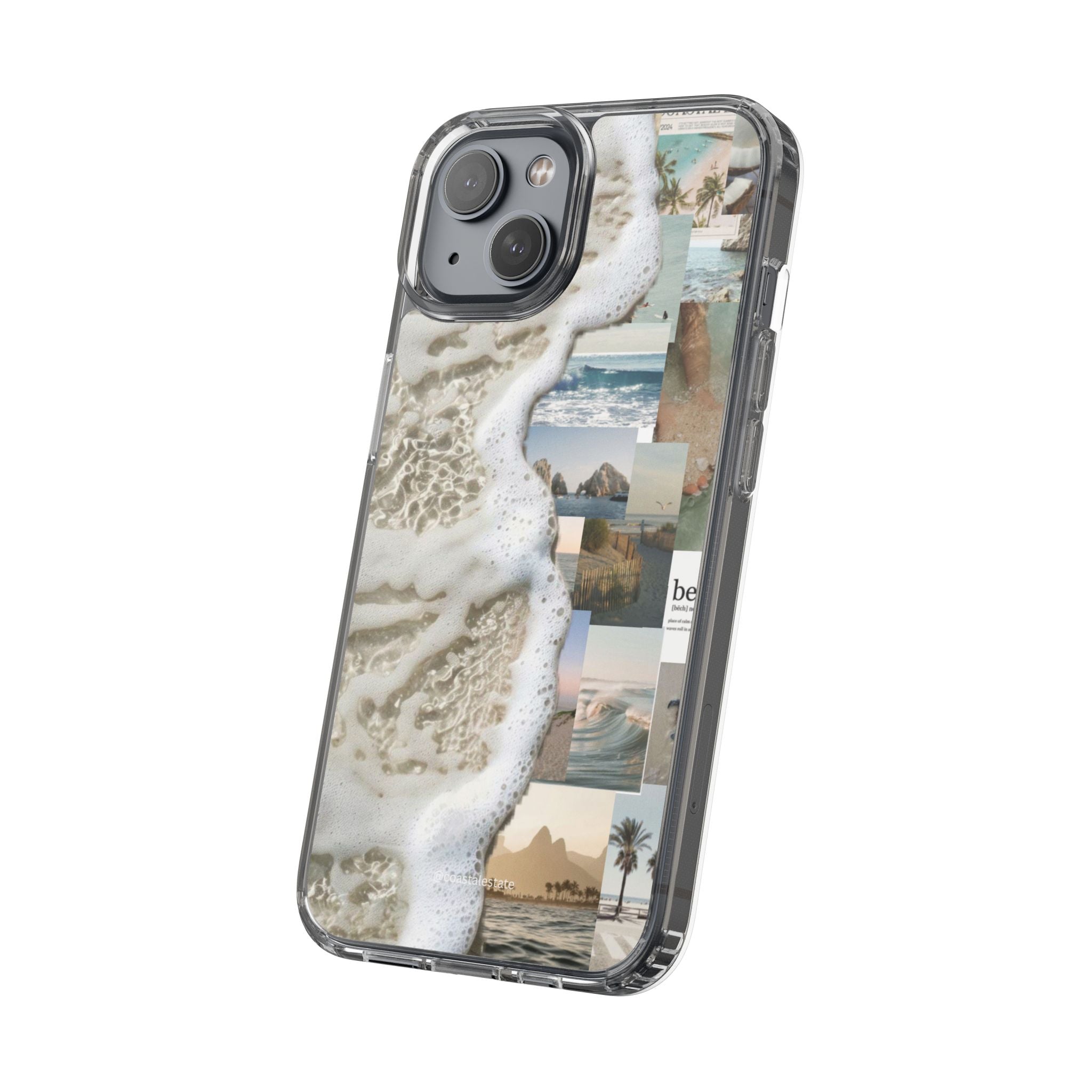 Clear Phone Case — Coastal Collage Beach Foam Design