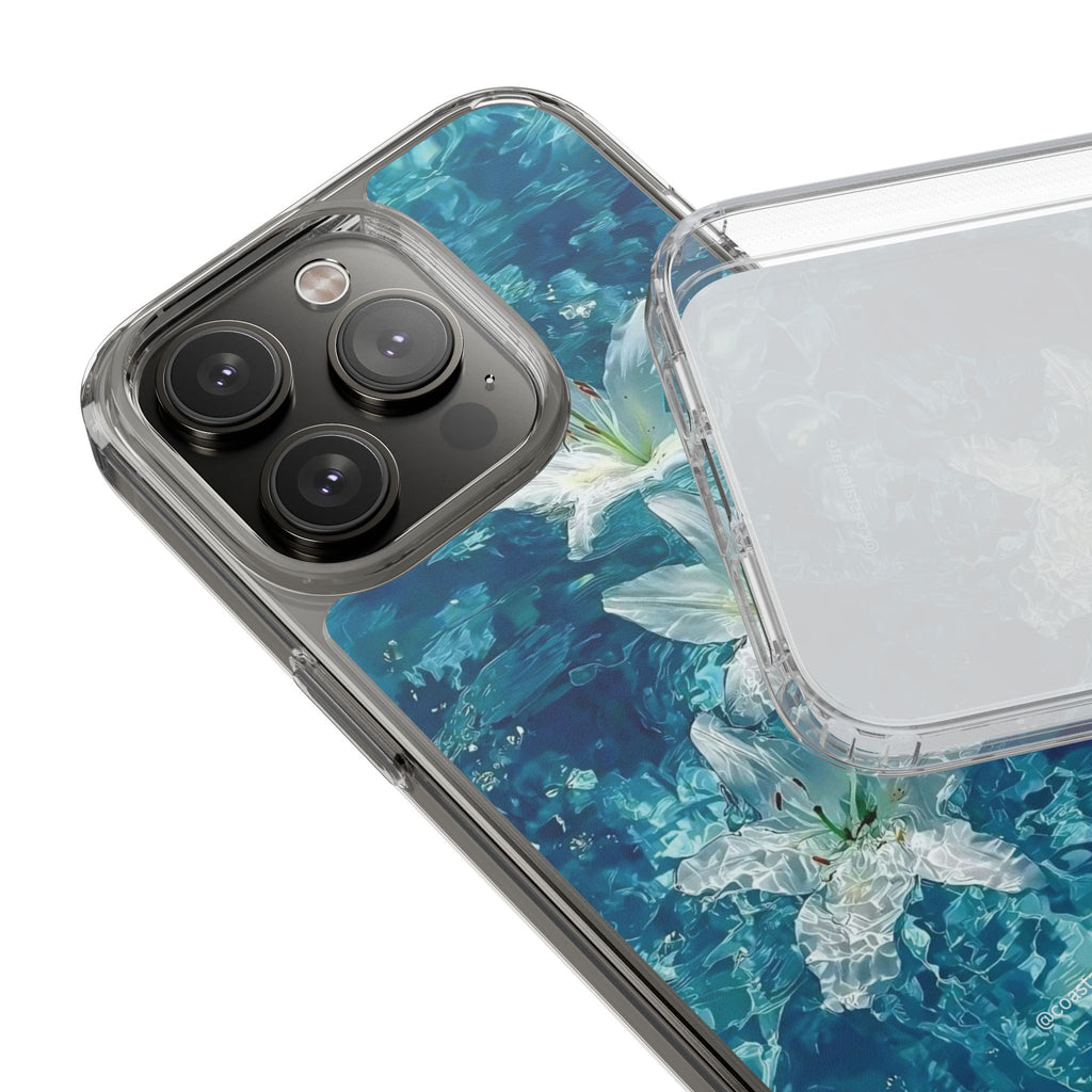 Clear Phone Case — Blue Water Lily Floral Design