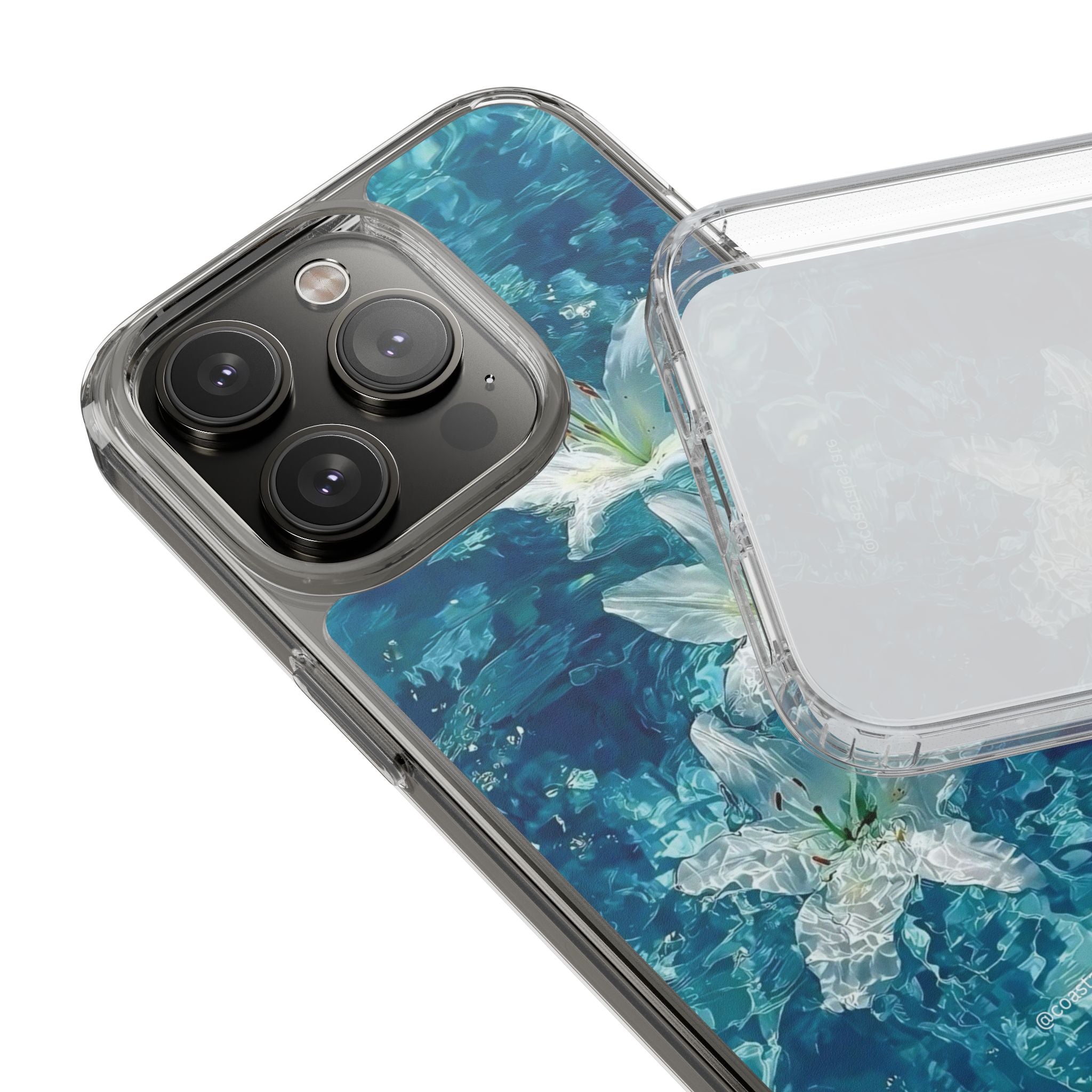 Clear Phone Case — Blue Water Lily Floral Design