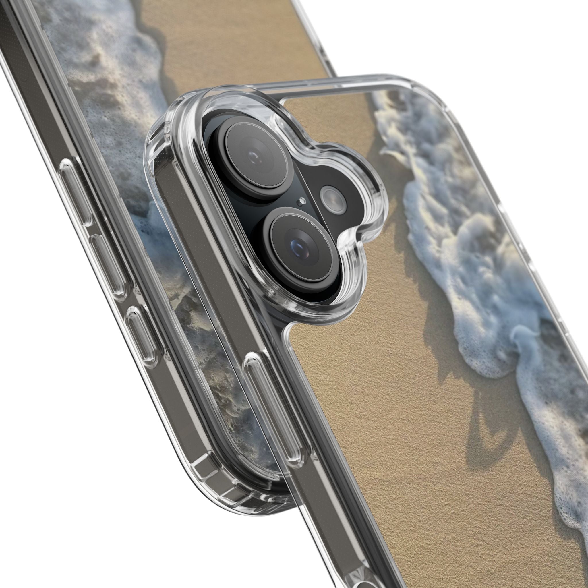 Clear Phone Case — Realistic Beach Wave Sand Design