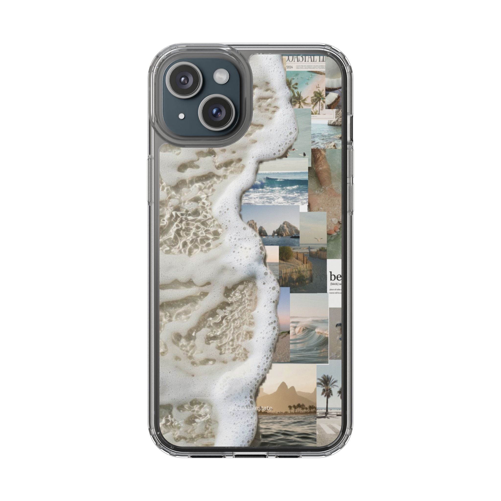 Clear Phone Case — Coastal Collage Beach Foam Design