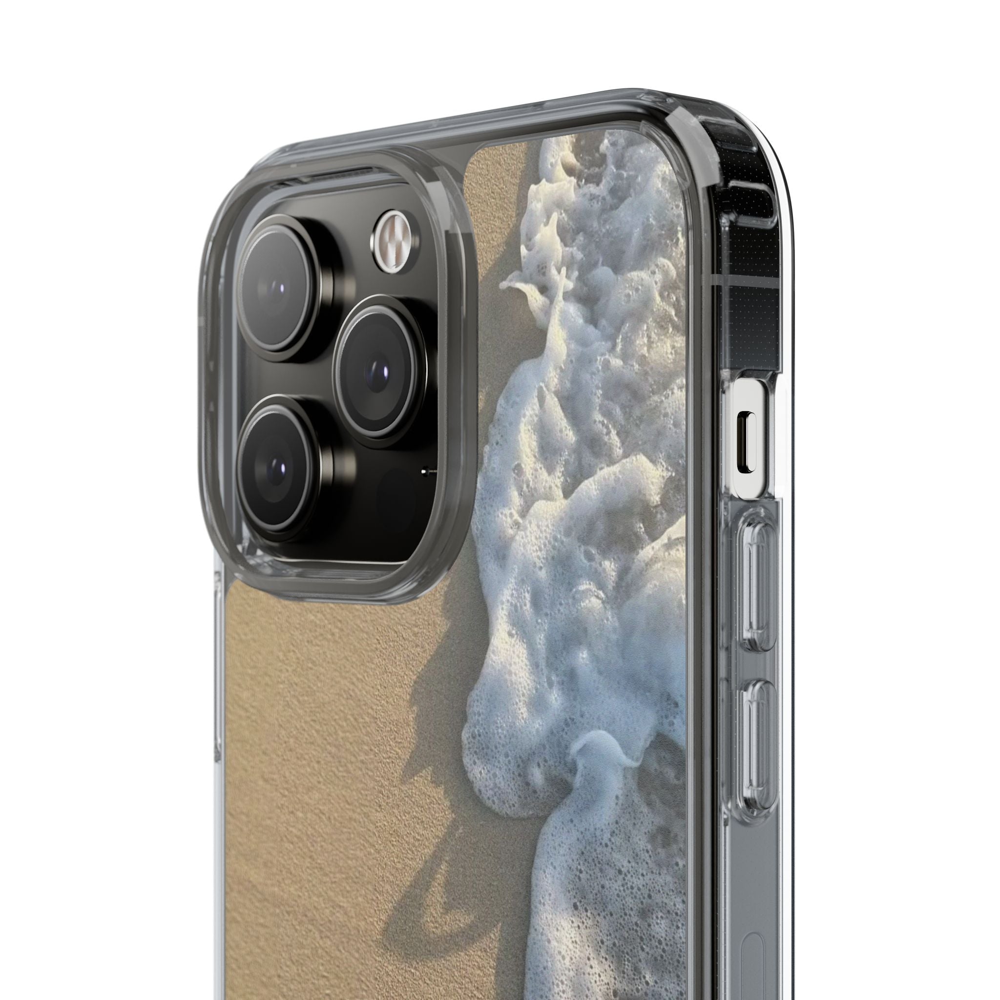 Clear Phone Case — Realistic Beach Wave Sand Design