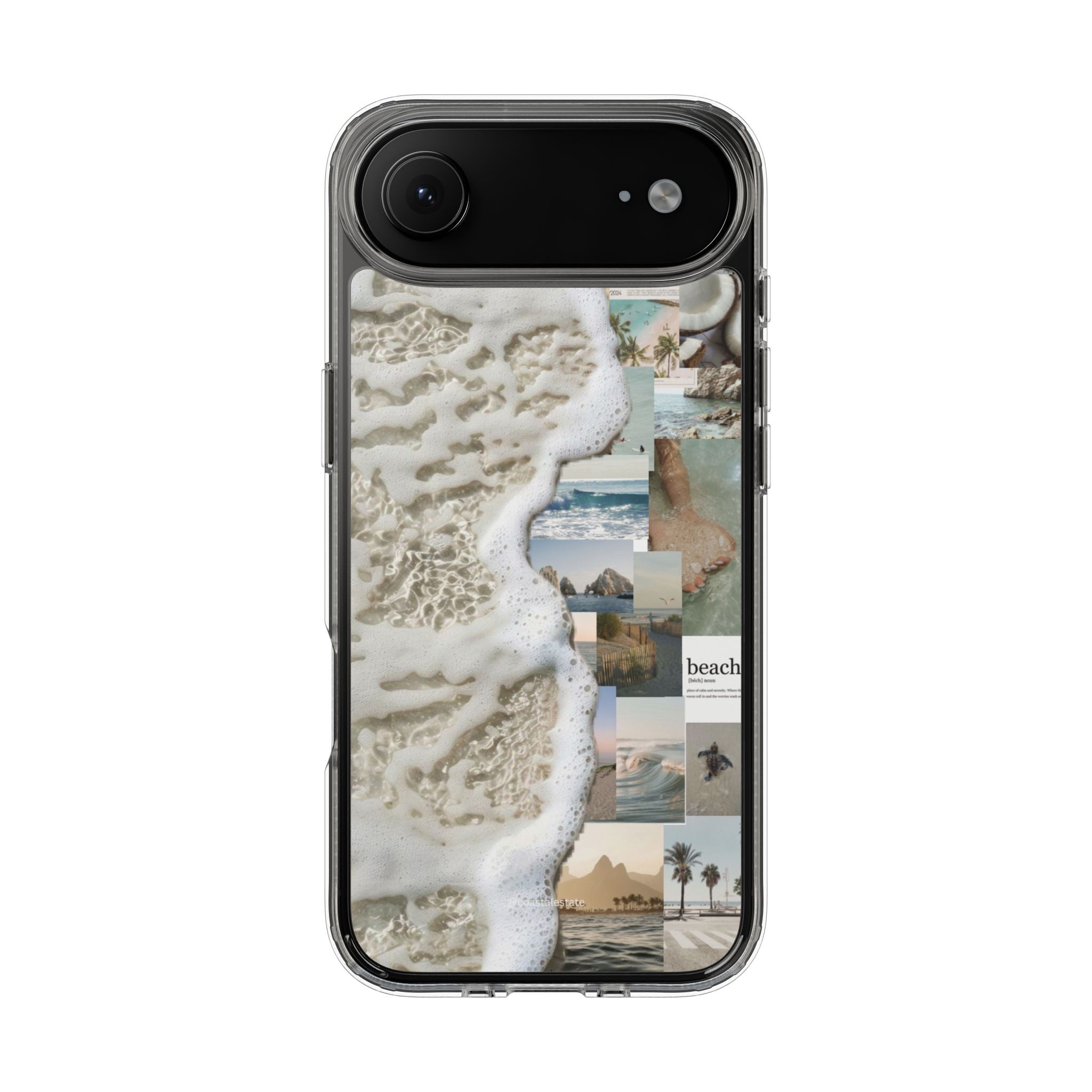 Clear Phone Case — Coastal Collage Beach Foam Design