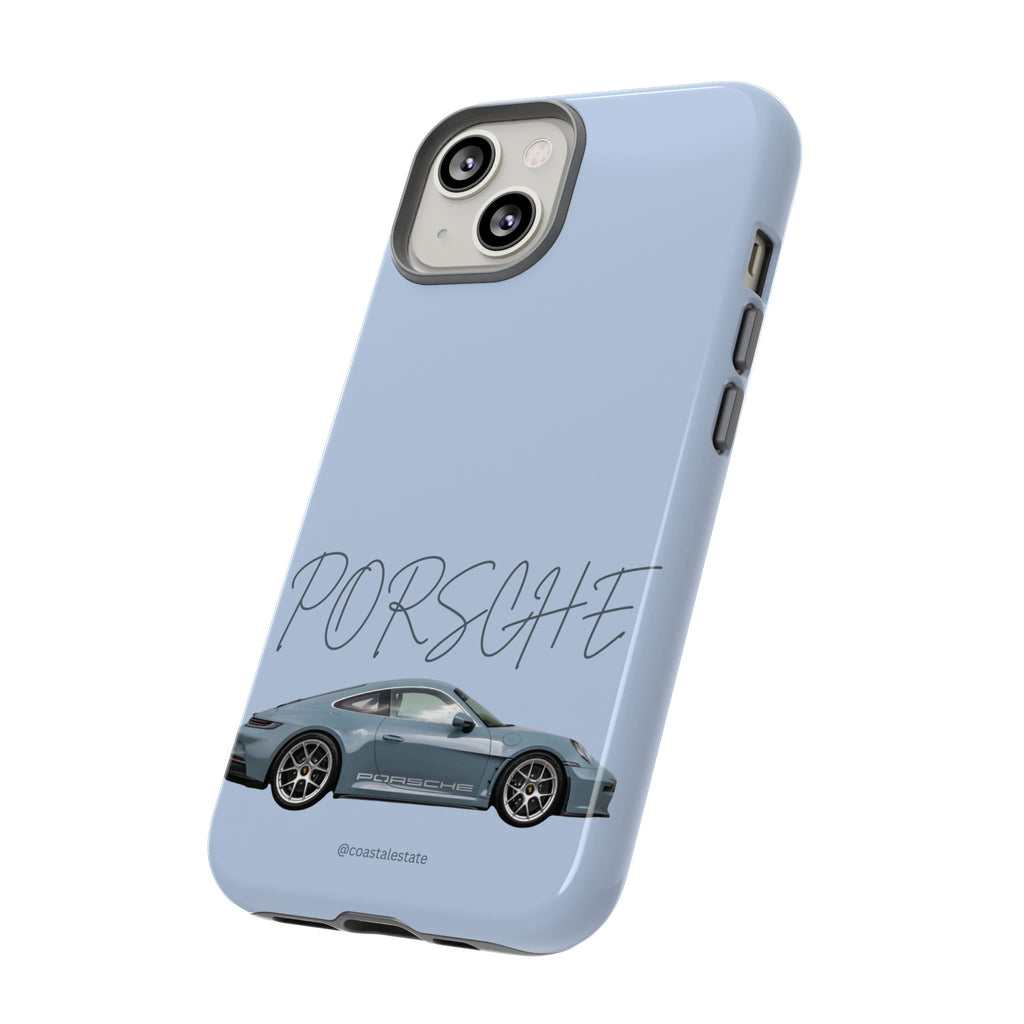 Porsche Sports Car Tough Phone Case — Light Blue Illustrated Porsche Design