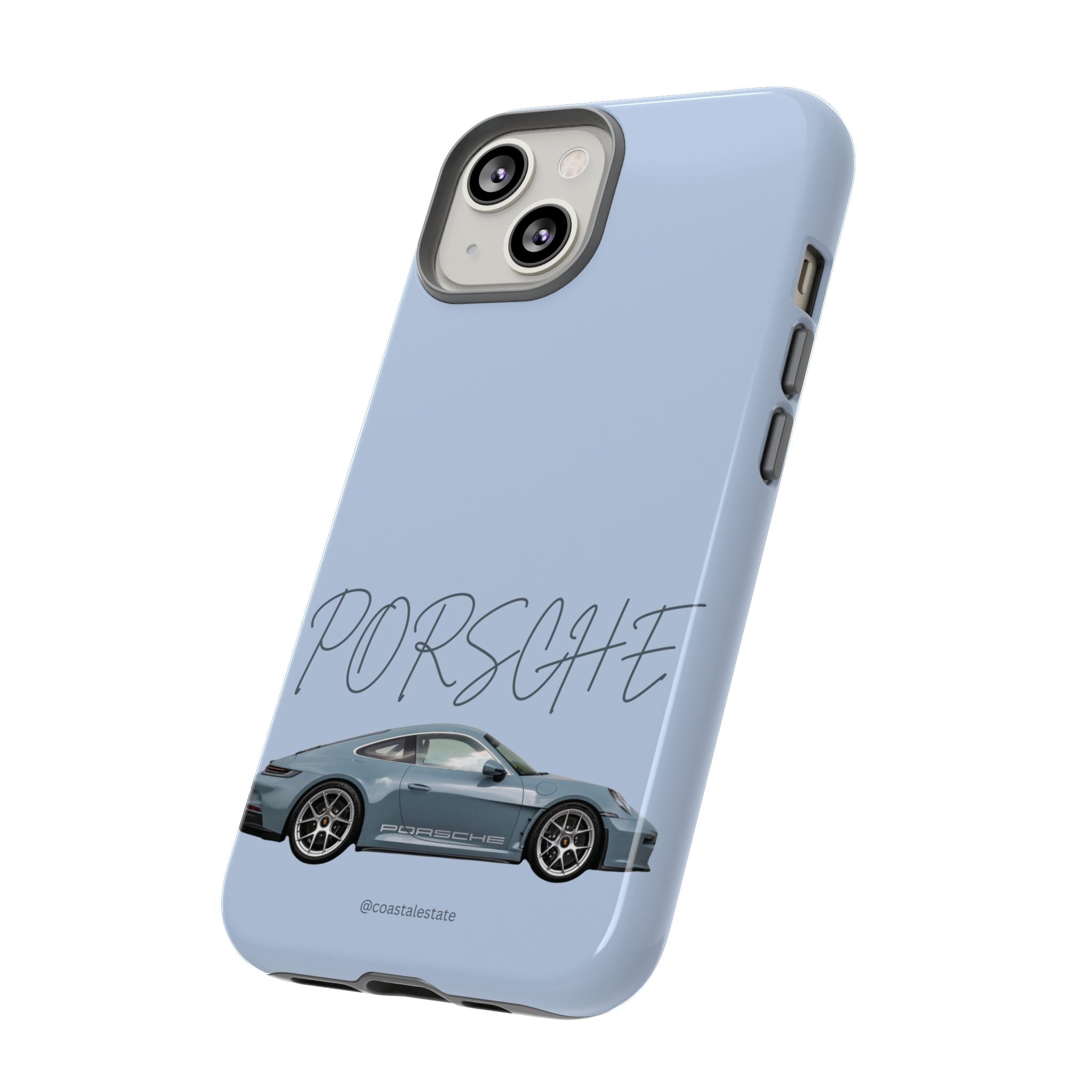 Porsche Sports Car Tough Phone Case — Light Blue Illustrated Porsche Design