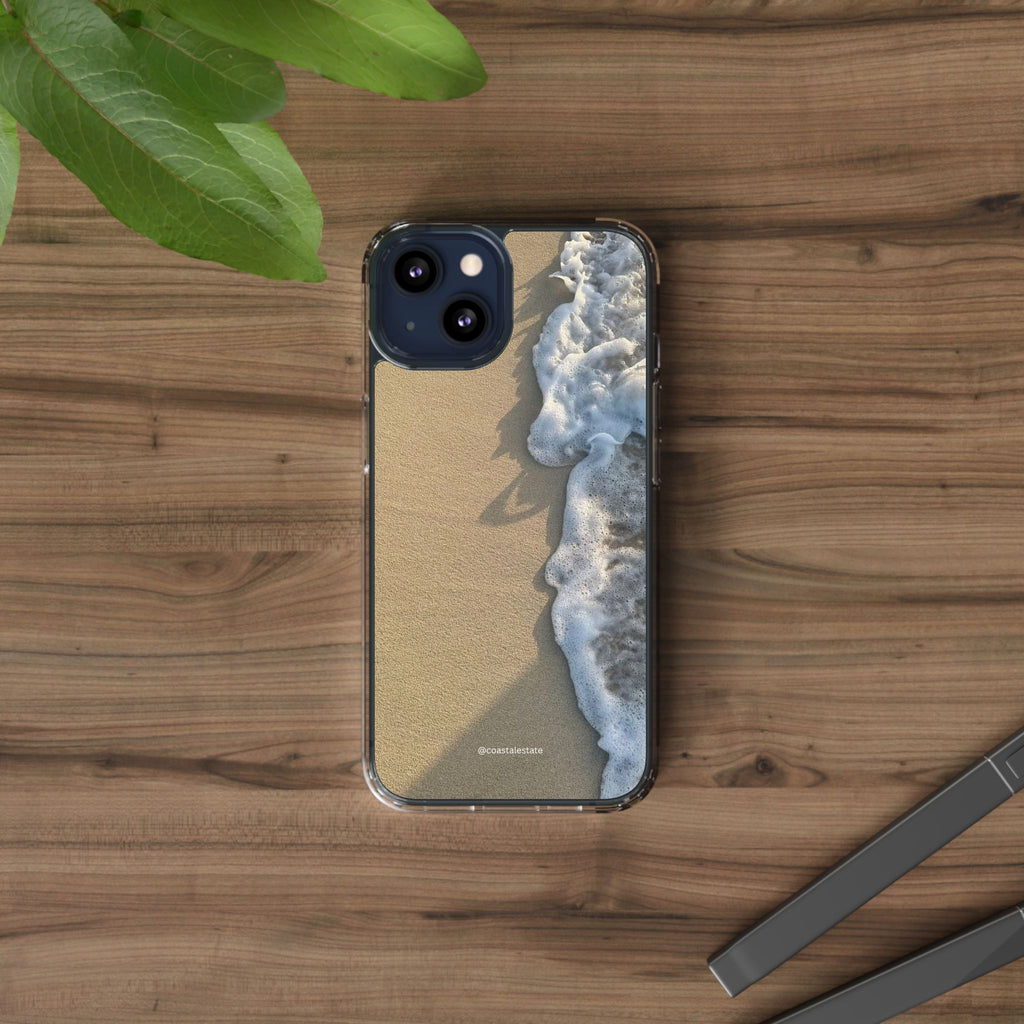 Clear Phone Case — Realistic Beach Wave Sand Design