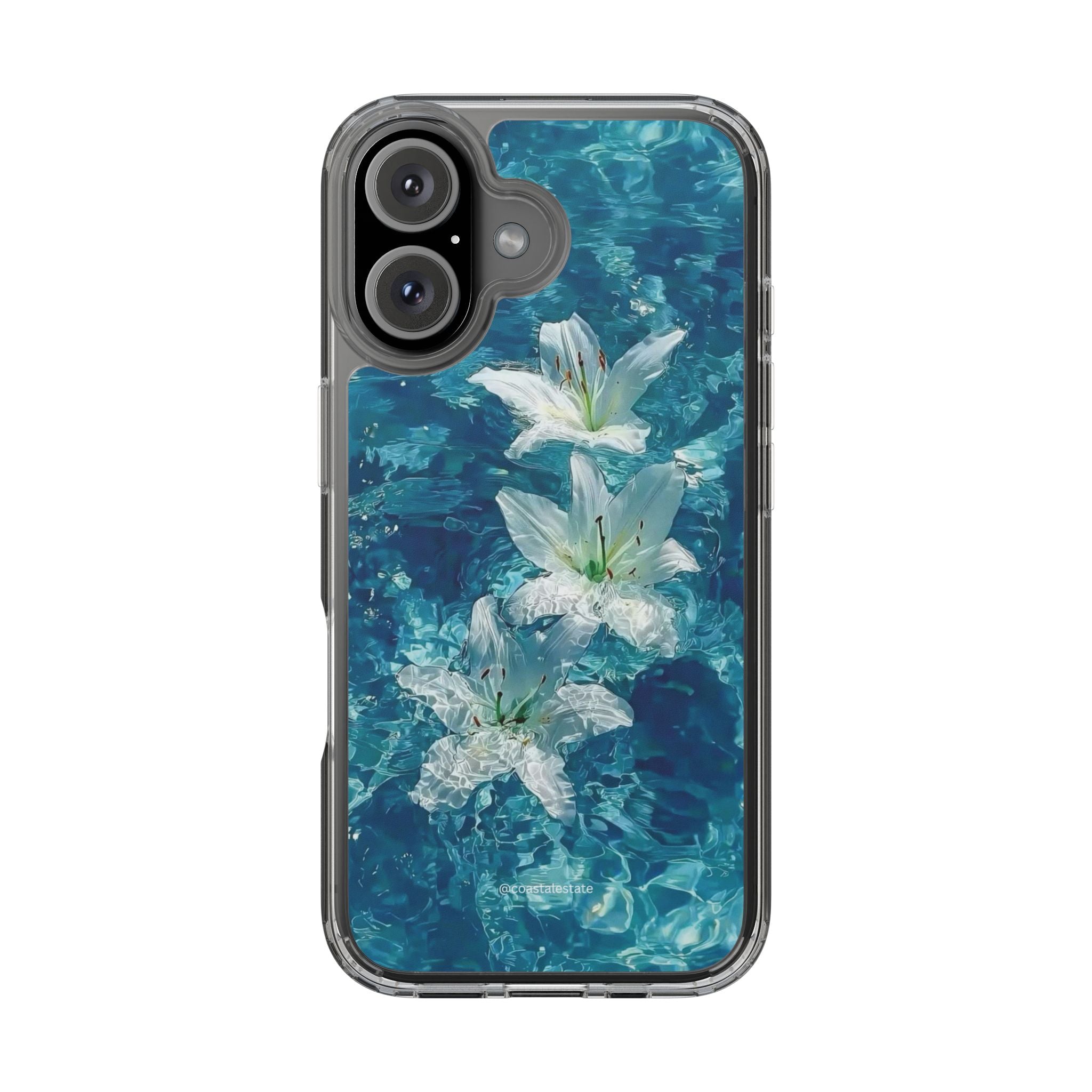 Clear Phone Case — Blue Water Lily Floral Design