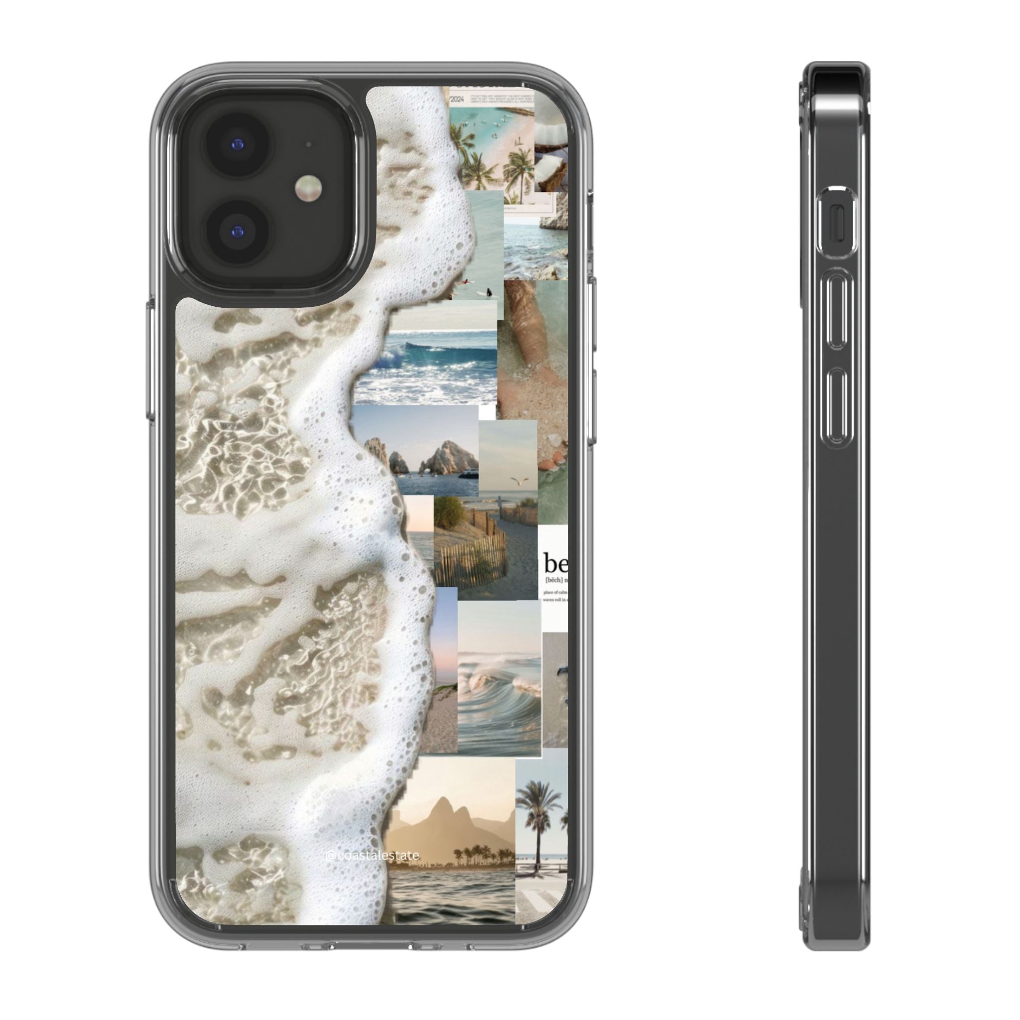 Clear Phone Case — Coastal Collage Beach Foam Design