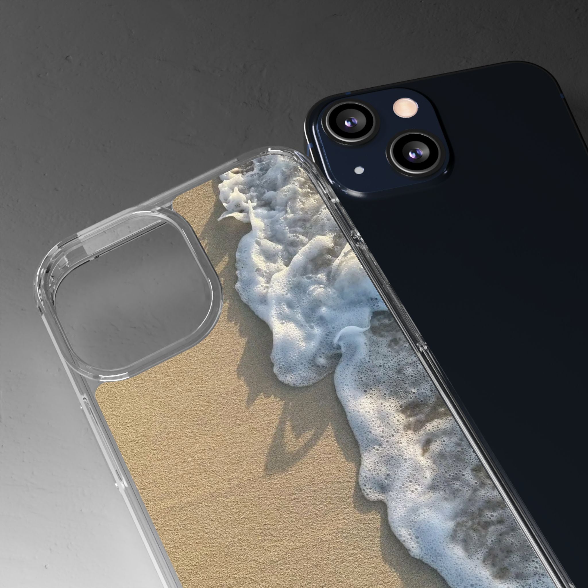 Clear Phone Case — Realistic Beach Wave Sand Design