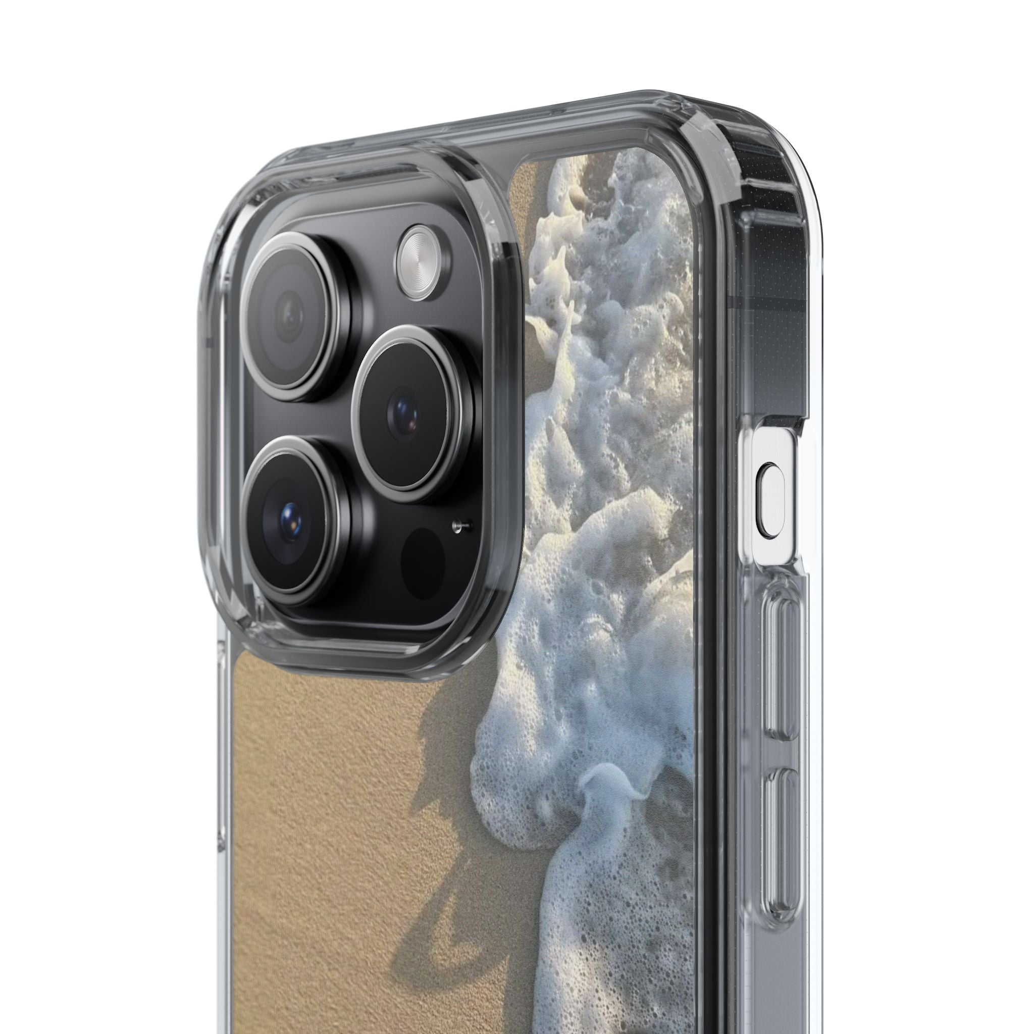 Clear Phone Case — Realistic Beach Wave Sand Design
