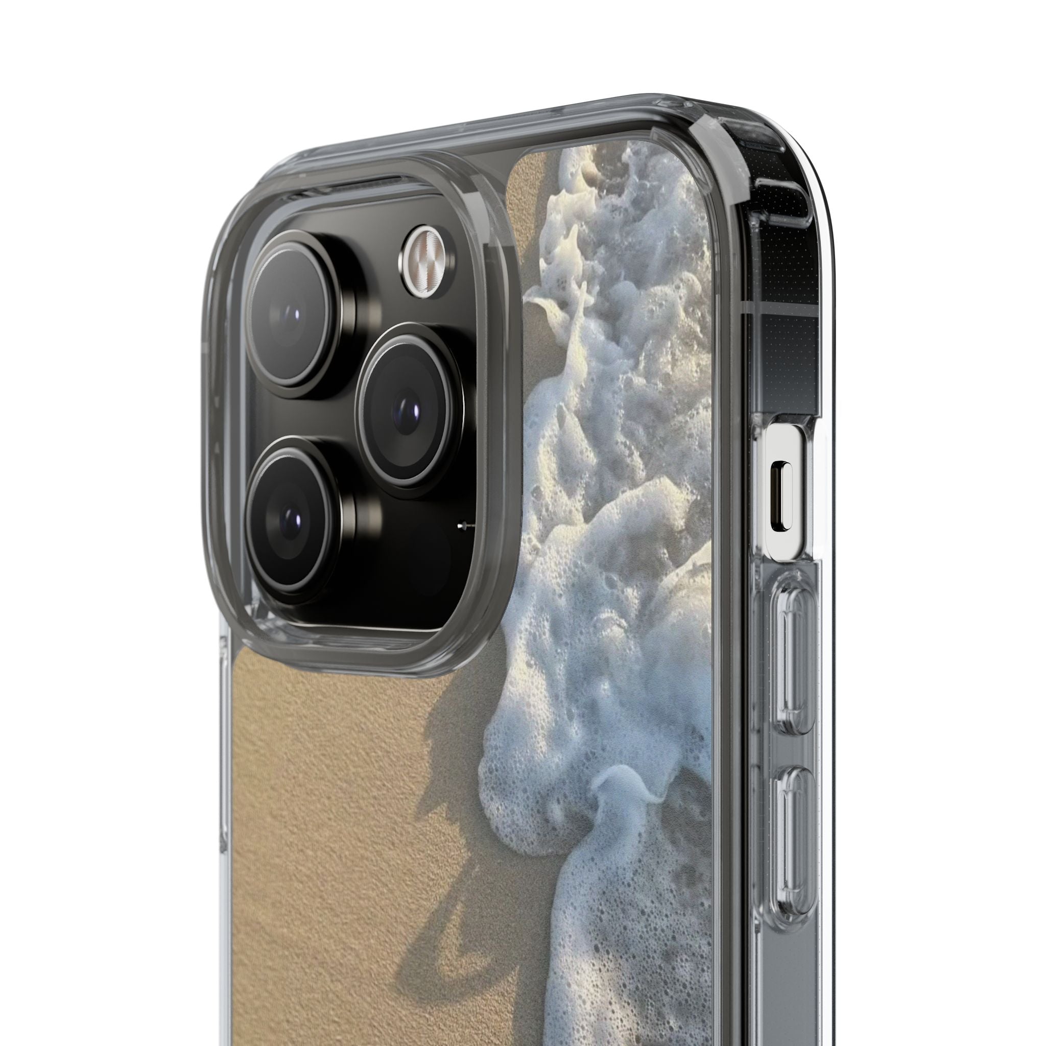 Clear Phone Case — Realistic Beach Wave Sand Design
