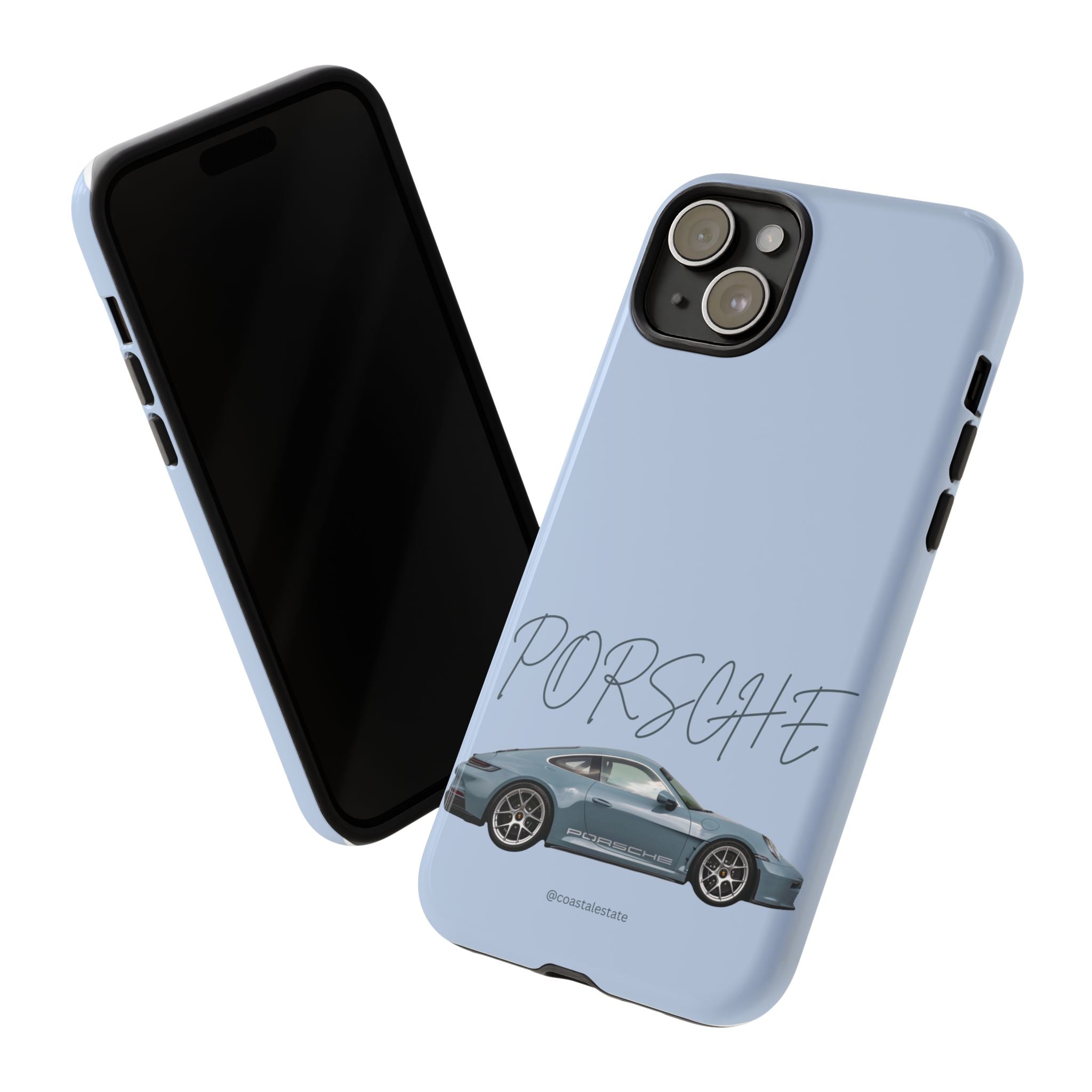 Porsche Sports Car Tough Phone Case — Light Blue Illustrated Porsche Design