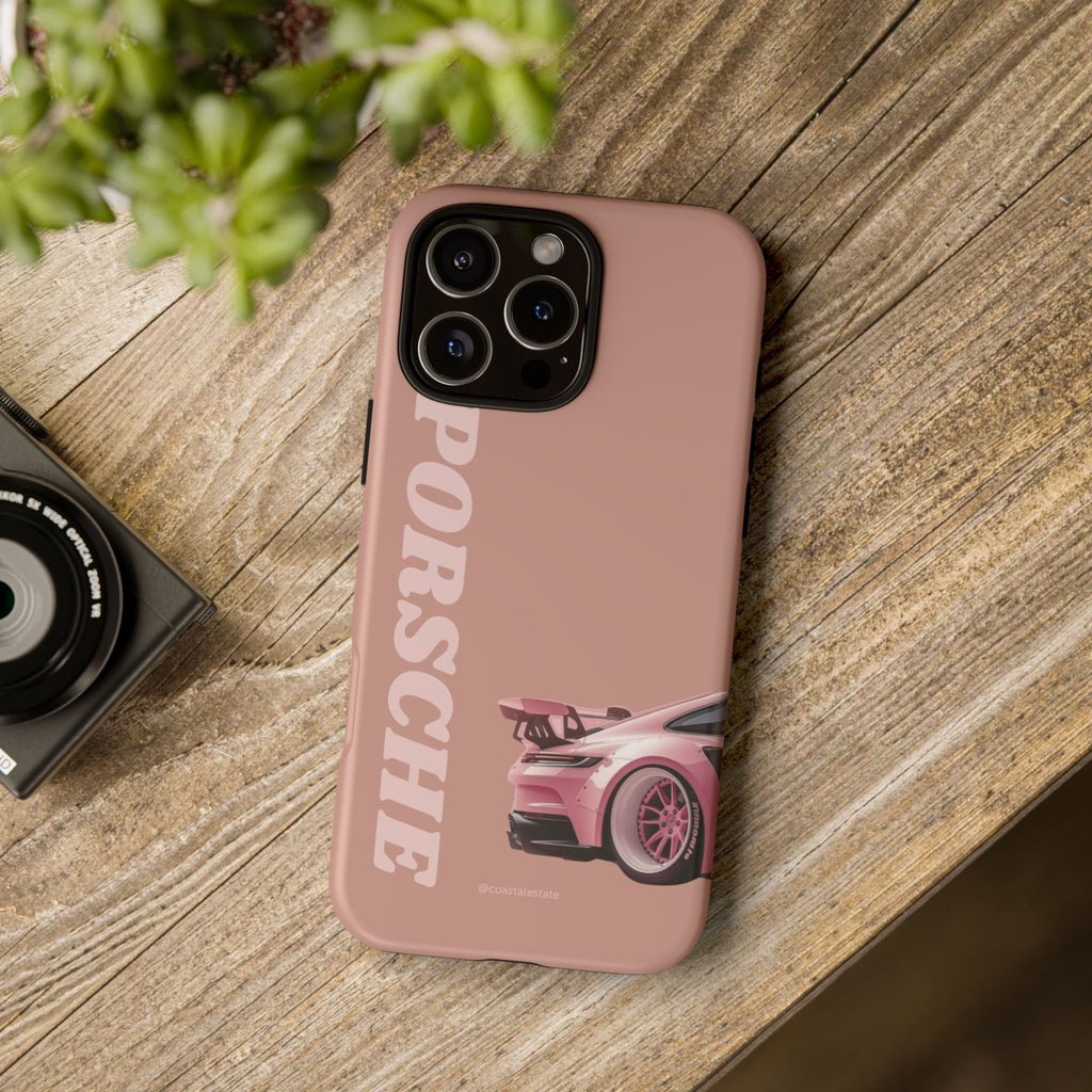 Pink Porsche Illustration phone case | Porsche phone case