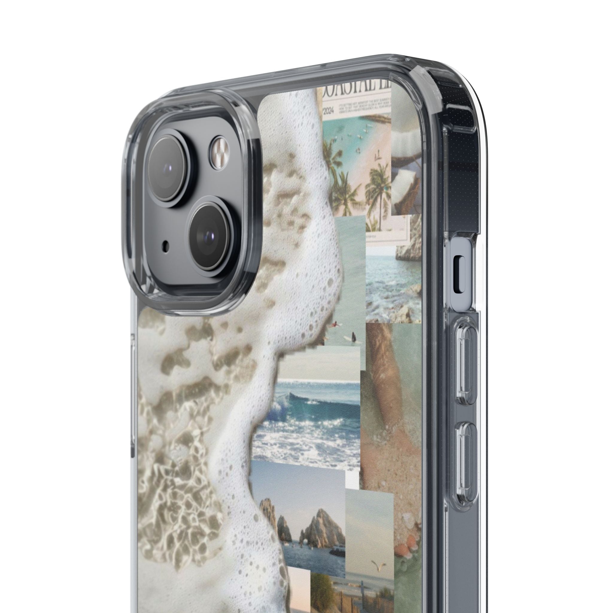Clear Phone Case — Coastal Collage Beach Foam Design