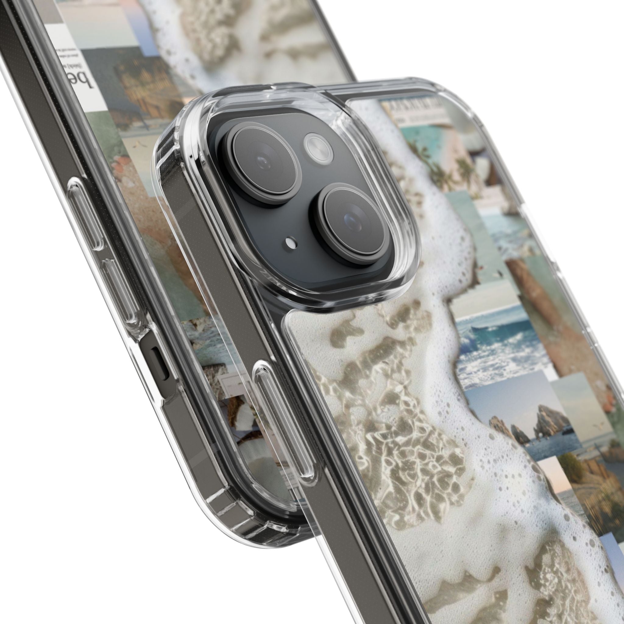 Clear Phone Case — Coastal Collage Beach Foam Design