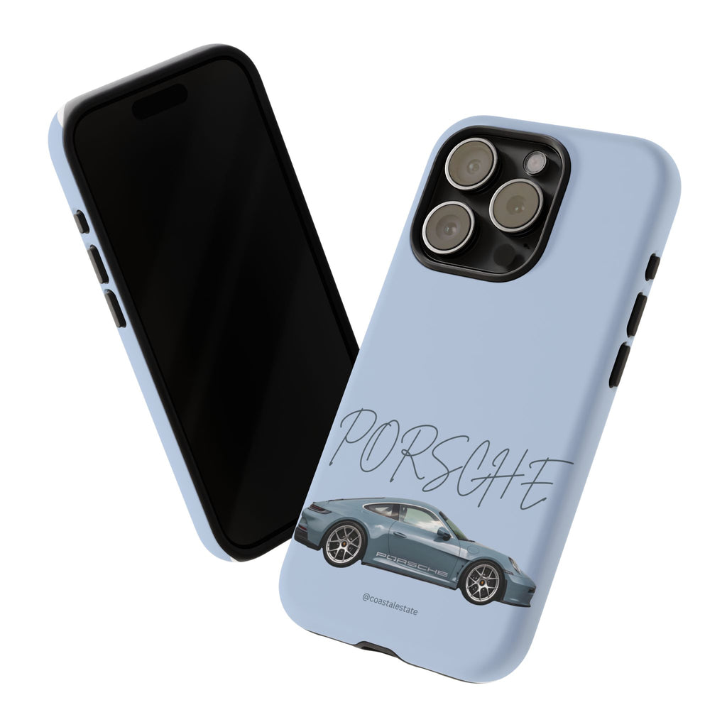 Porsche Sports Car Tough Phone Case — Light Blue Illustrated Porsche Design