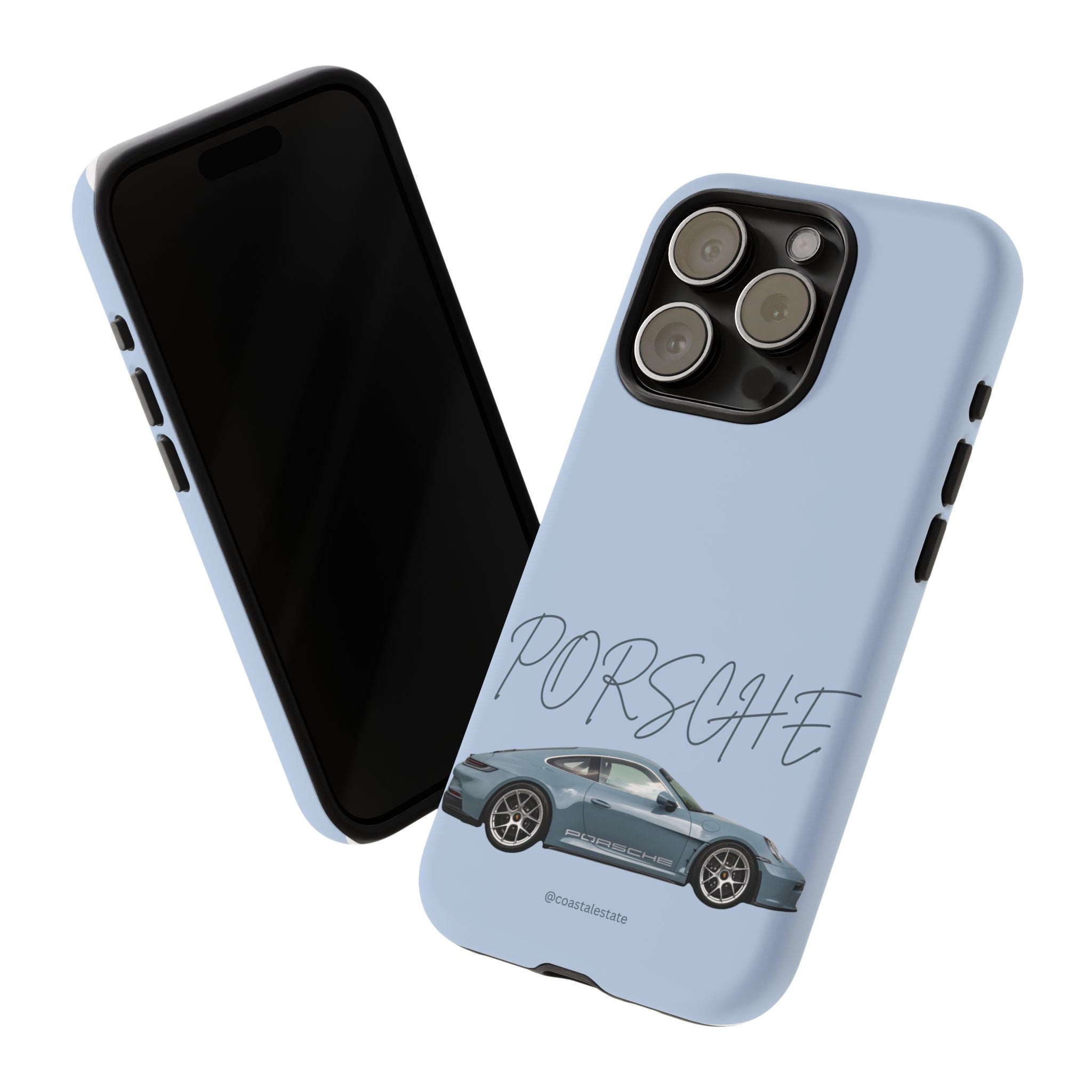 Porsche Sports Car Tough Phone Case — Light Blue Illustrated Porsche Design