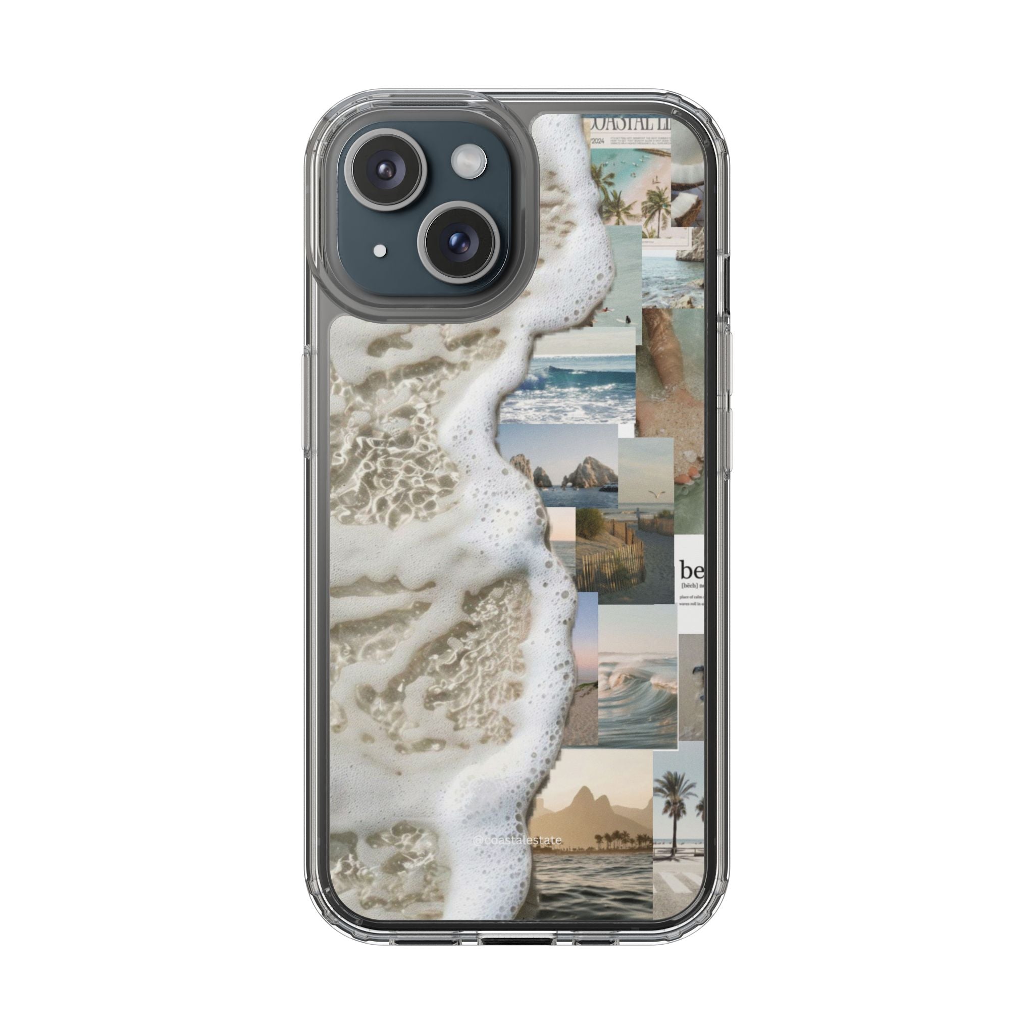 Clear Phone Case — Coastal Collage Beach Foam Design