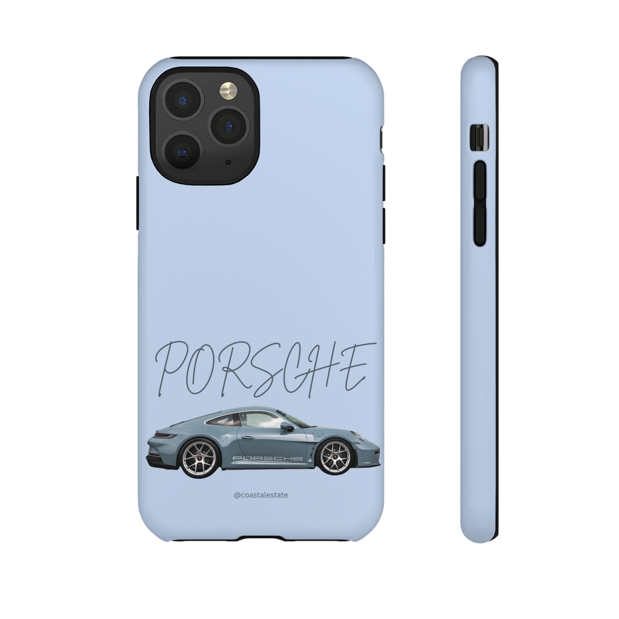 Porsche Sports Car Tough Phone Case — Light Blue Illustrated Porsche Design