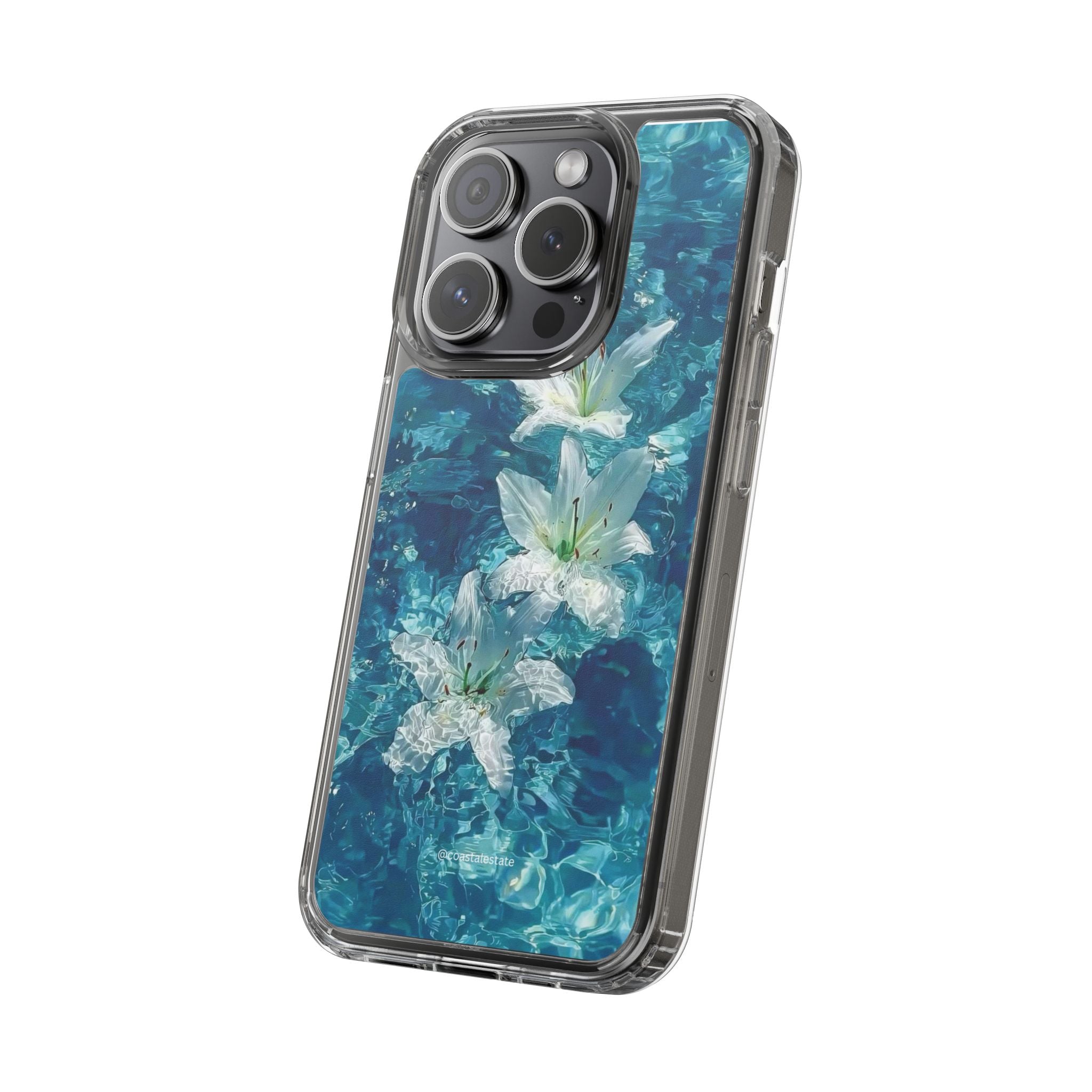 Clear Phone Case — Blue Water Lily Floral Design