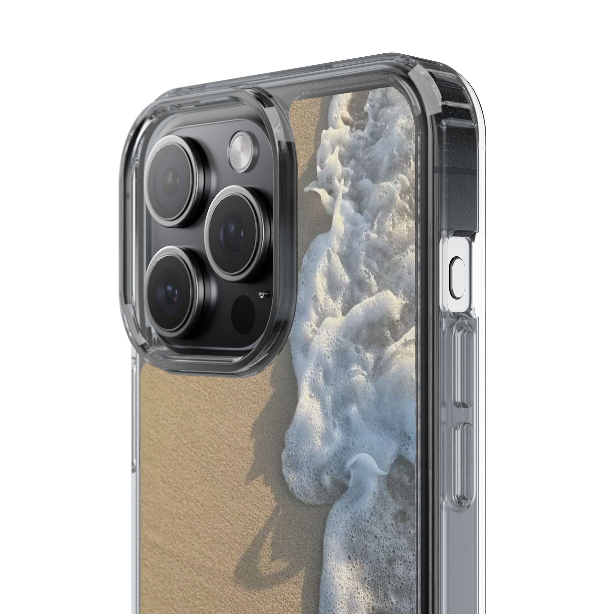 Clear Phone Case — Realistic Beach Wave Sand Design