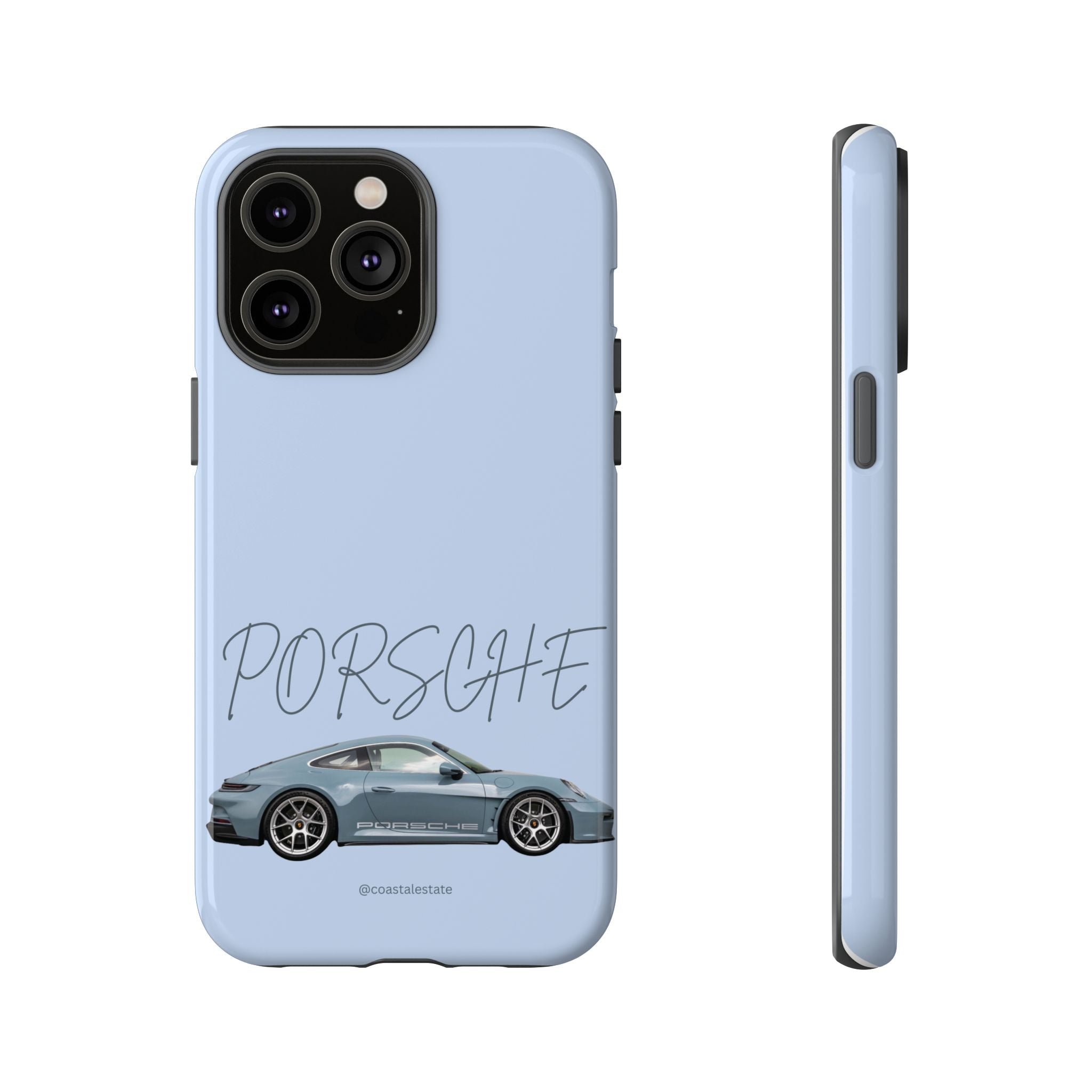 Porsche Sports Car Tough Phone Case — Light Blue Illustrated Porsche Design