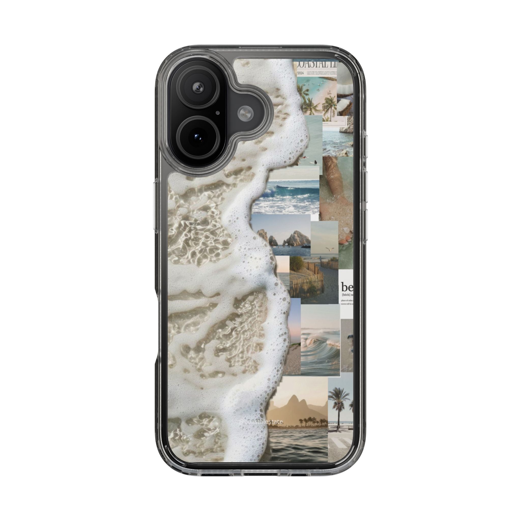 Clear Phone Case — Coastal Collage Beach Foam Design