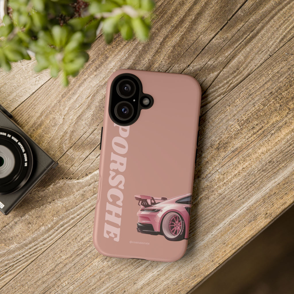 Pink Porsche Illustration phone case | Porsche phone case