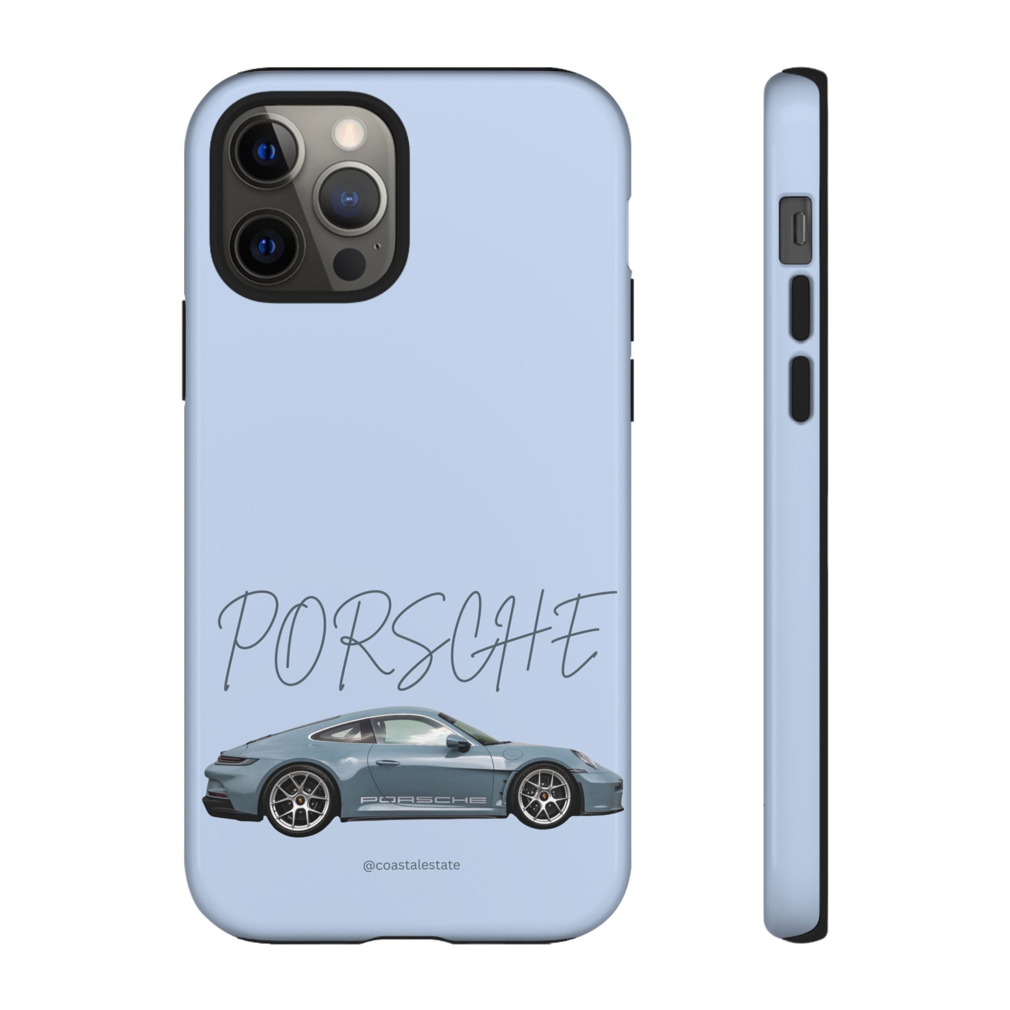 Porsche Sports Car Tough Phone Case — Light Blue Illustrated Porsche Design