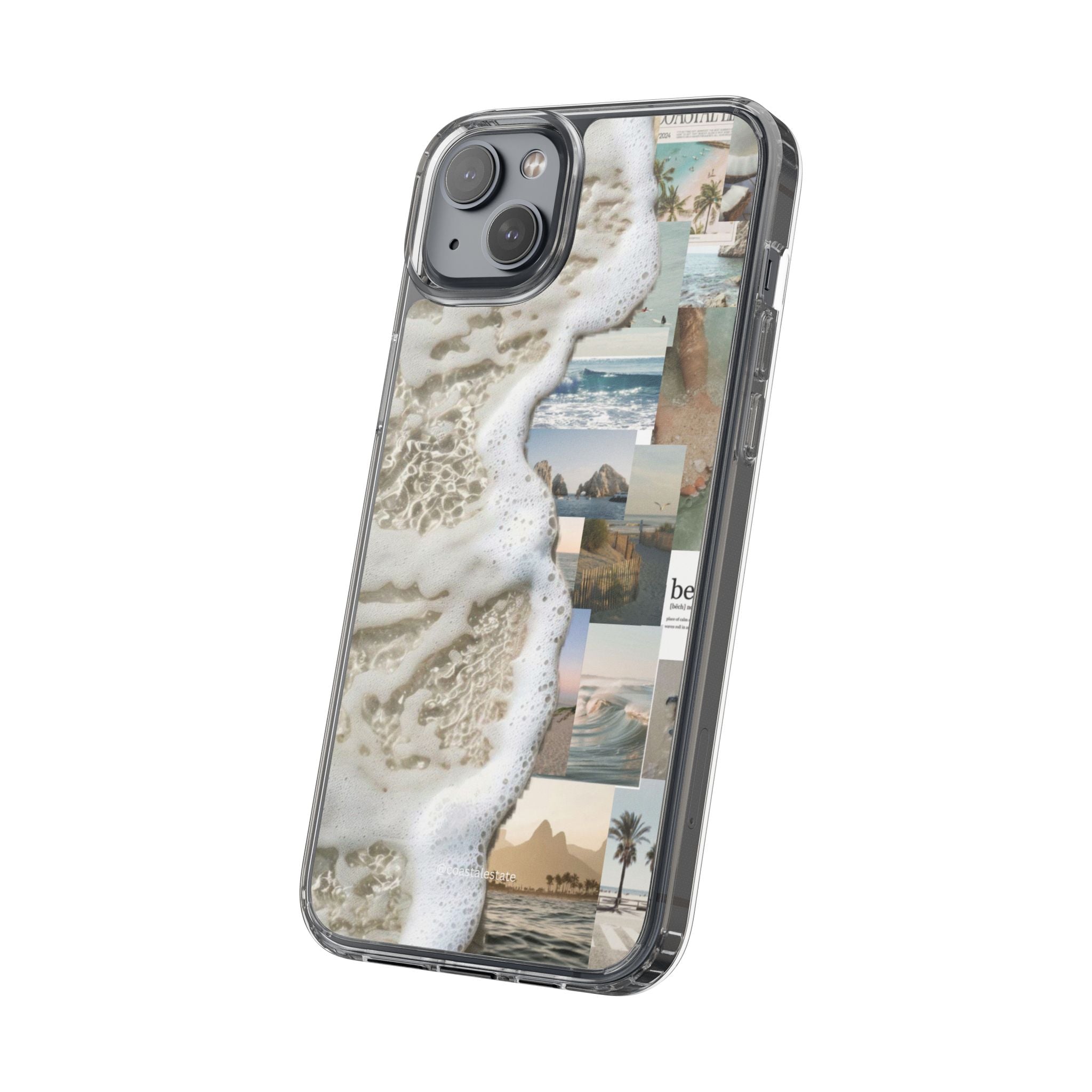 Clear Phone Case — Coastal Collage Beach Foam Design