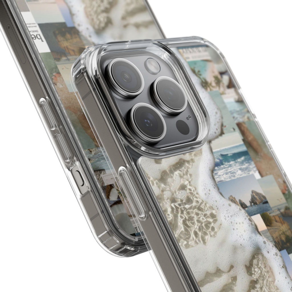 Clear Phone Case — Coastal Collage Beach Foam Design