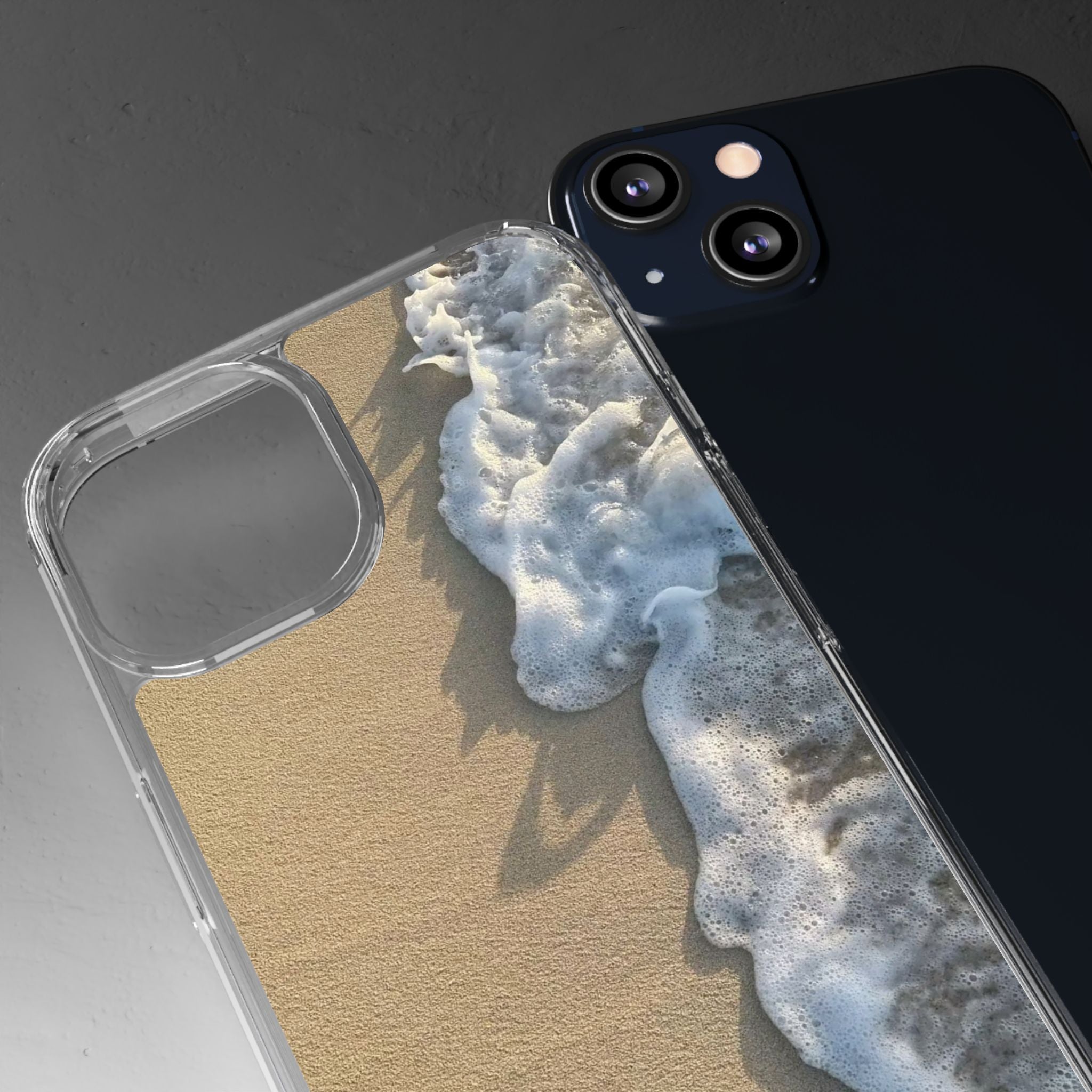 Clear Phone Case — Realistic Beach Wave Sand Design