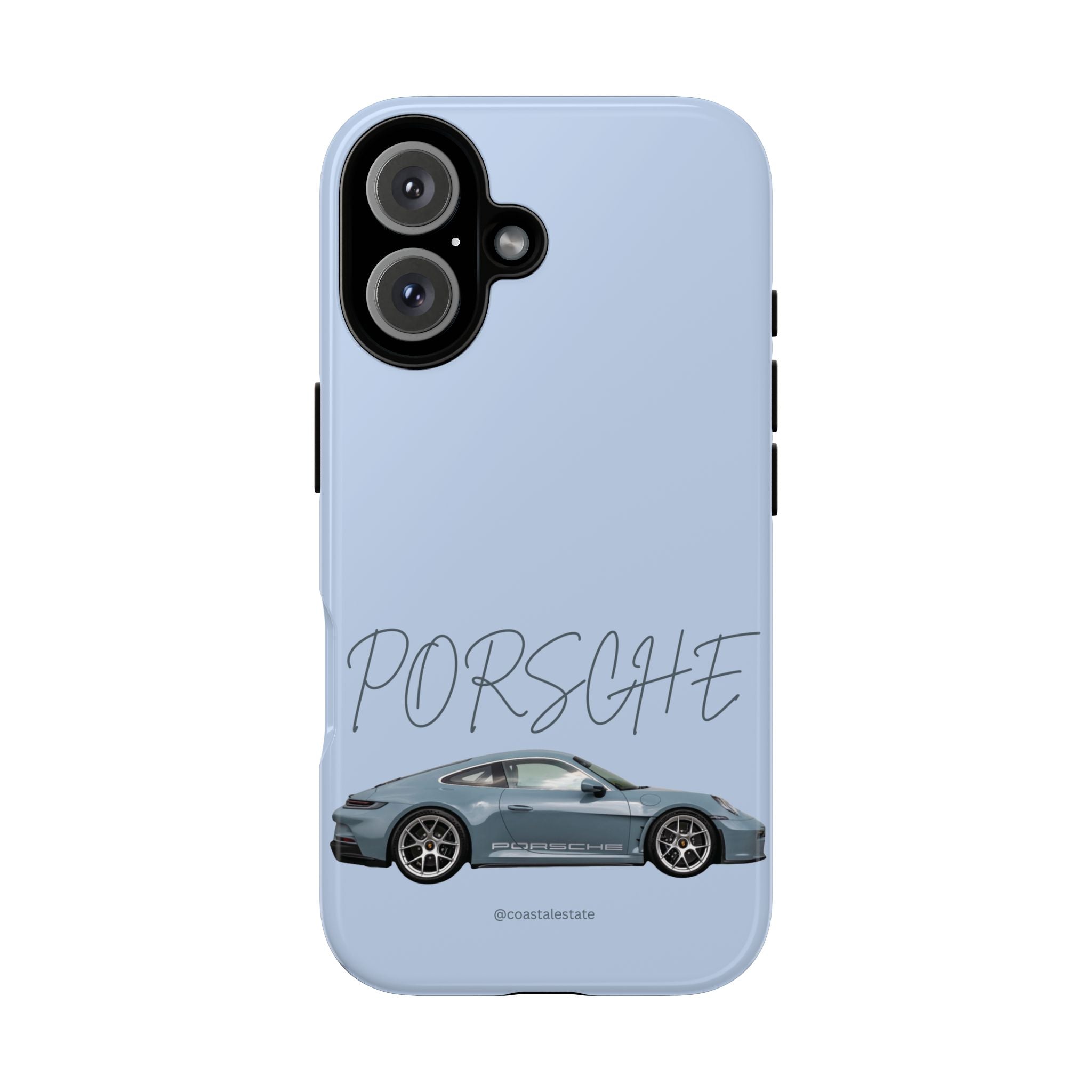 Porsche Sports Car Tough Phone Case — Light Blue Illustrated Porsche Design