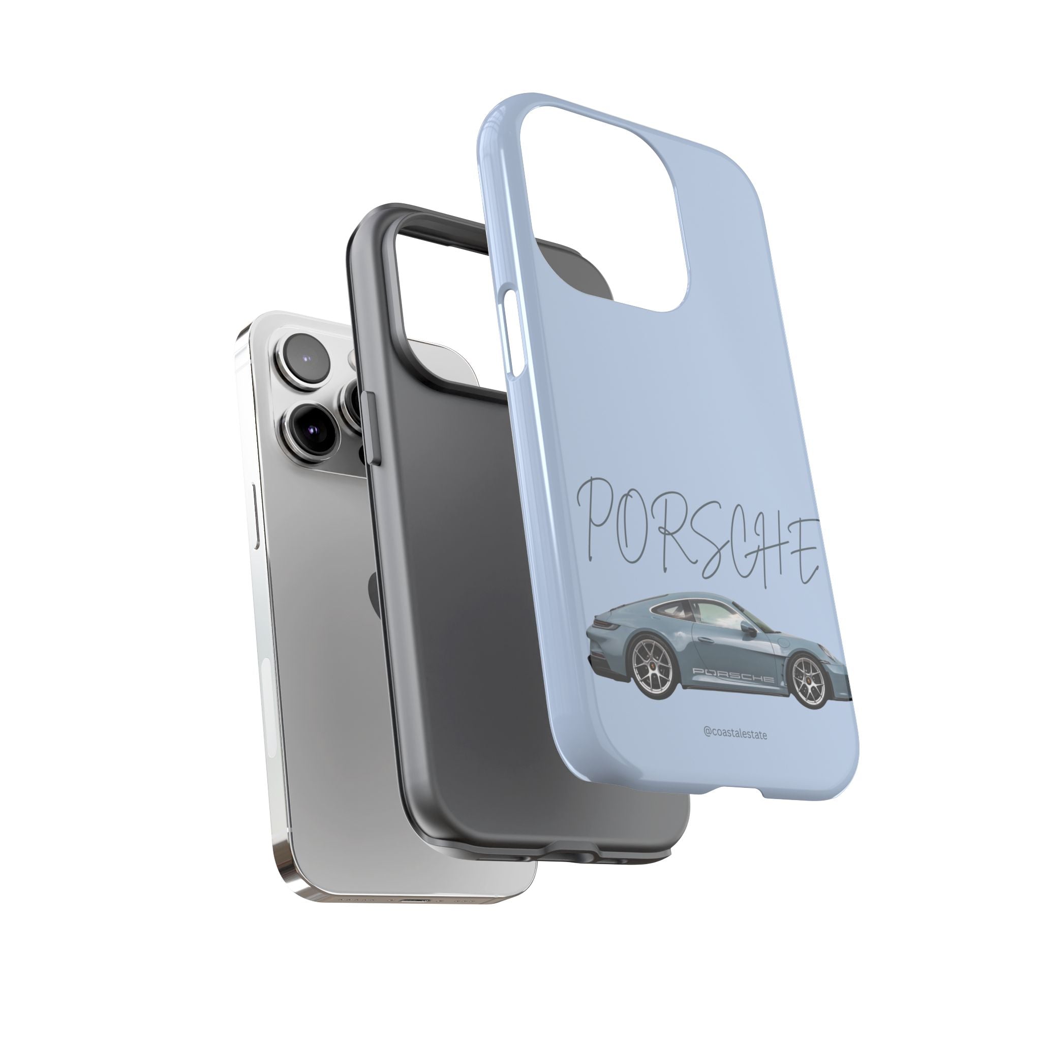 Porsche Sports Car Tough Phone Case — Light Blue Illustrated Porsche Design