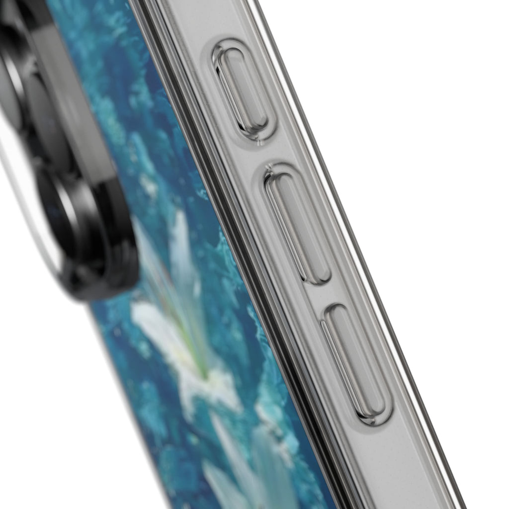 Clear Phone Case — Blue Water Lily Floral Design