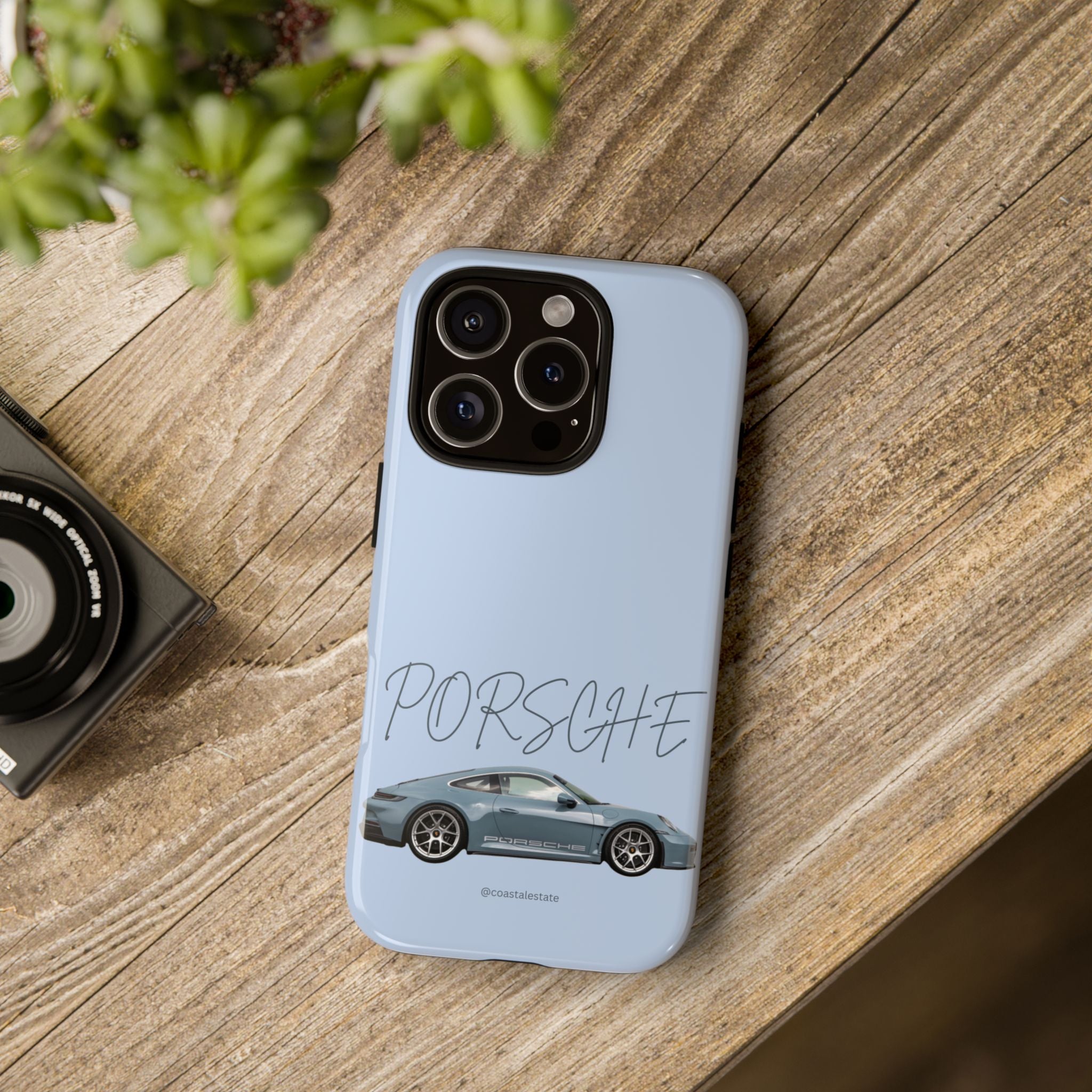 Porsche Sports Car Tough Phone Case — Light Blue Illustrated Porsche Design