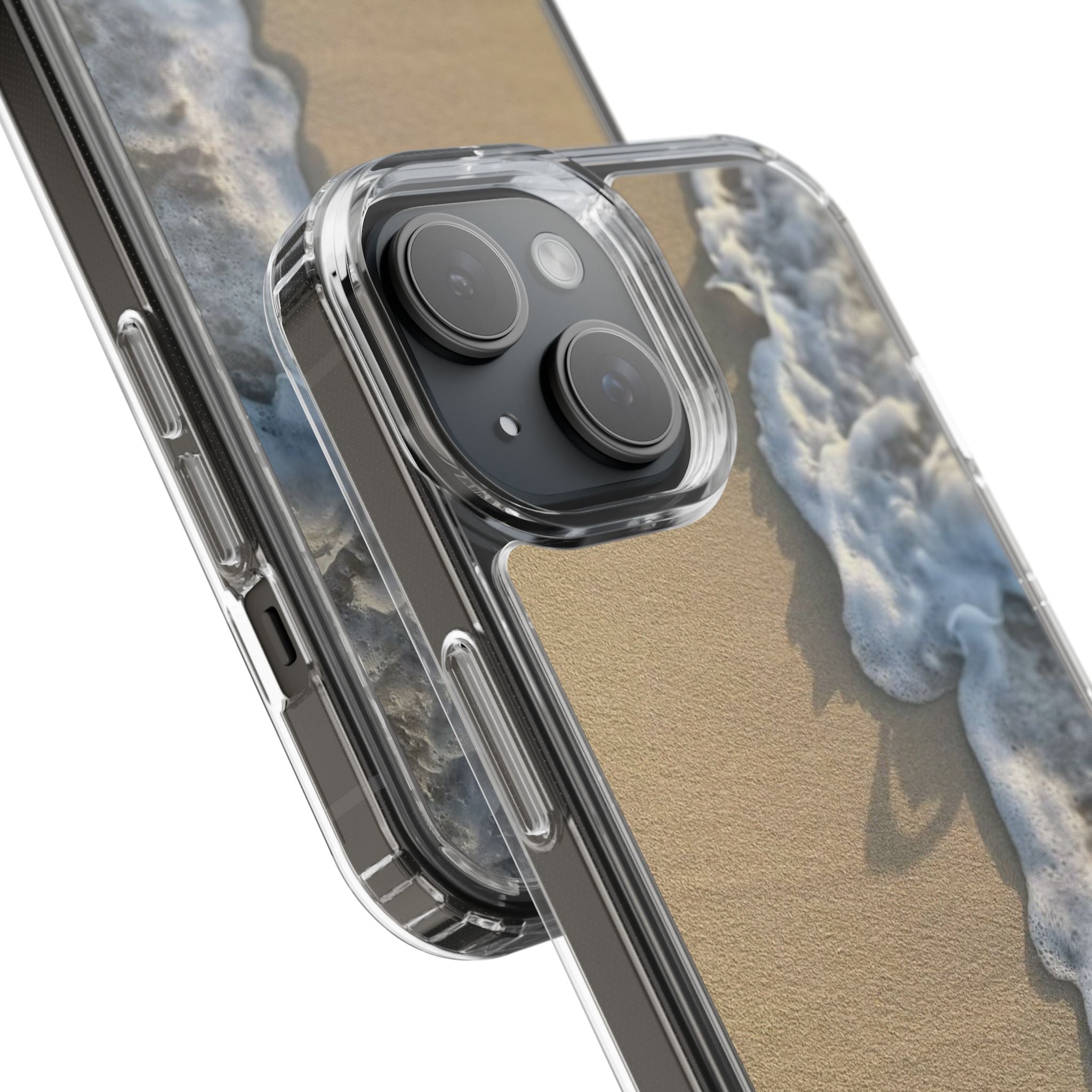Clear Phone Case — Realistic Beach Wave Sand Design