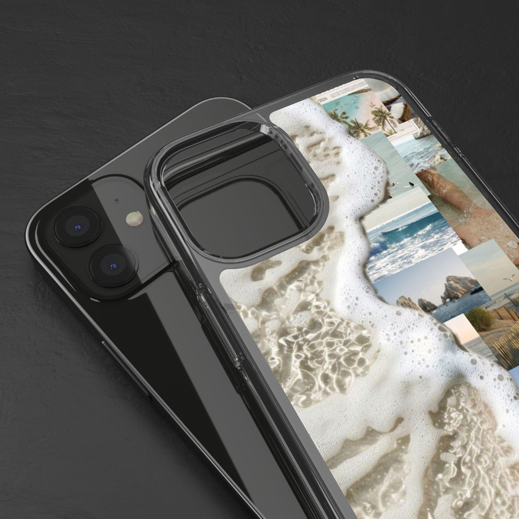 Clear Phone Case — Coastal Collage Beach Foam Design