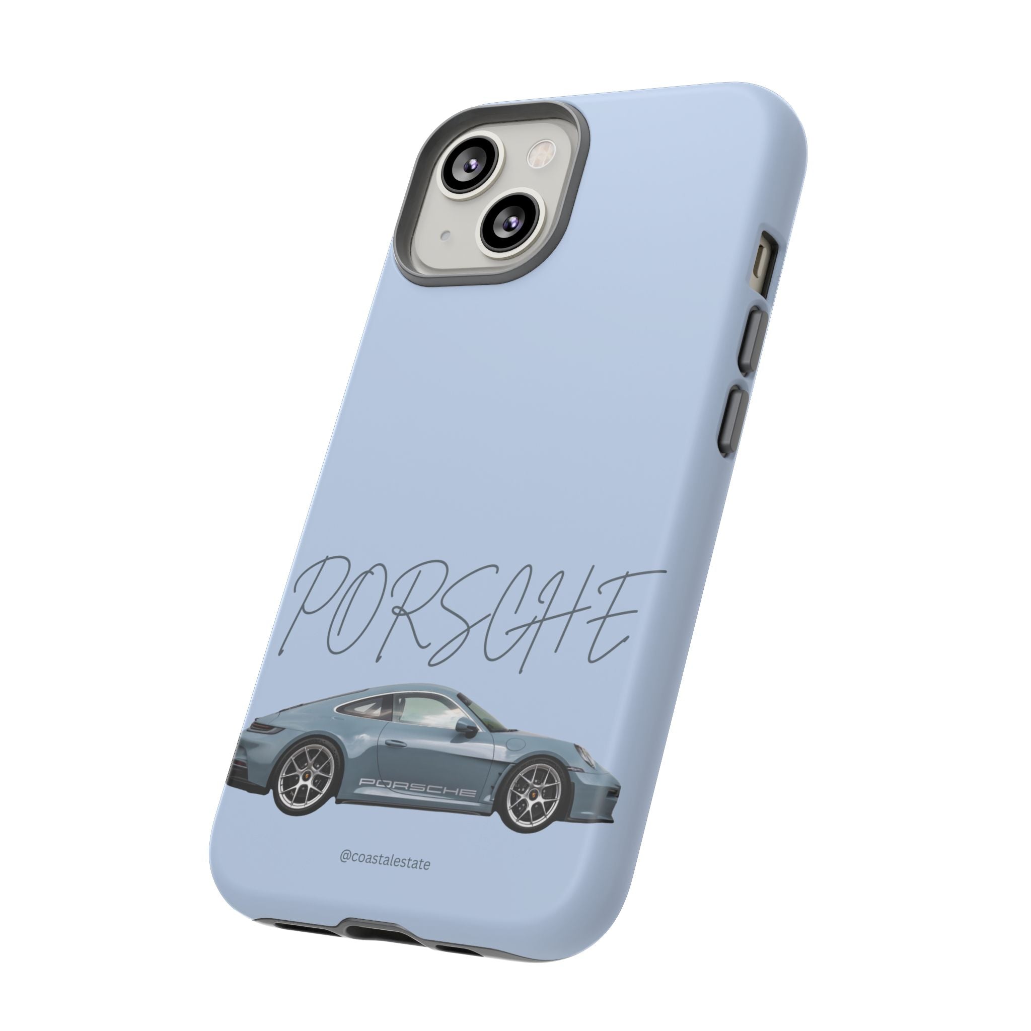 Porsche Sports Car Tough Phone Case — Light Blue Illustrated Porsche Design