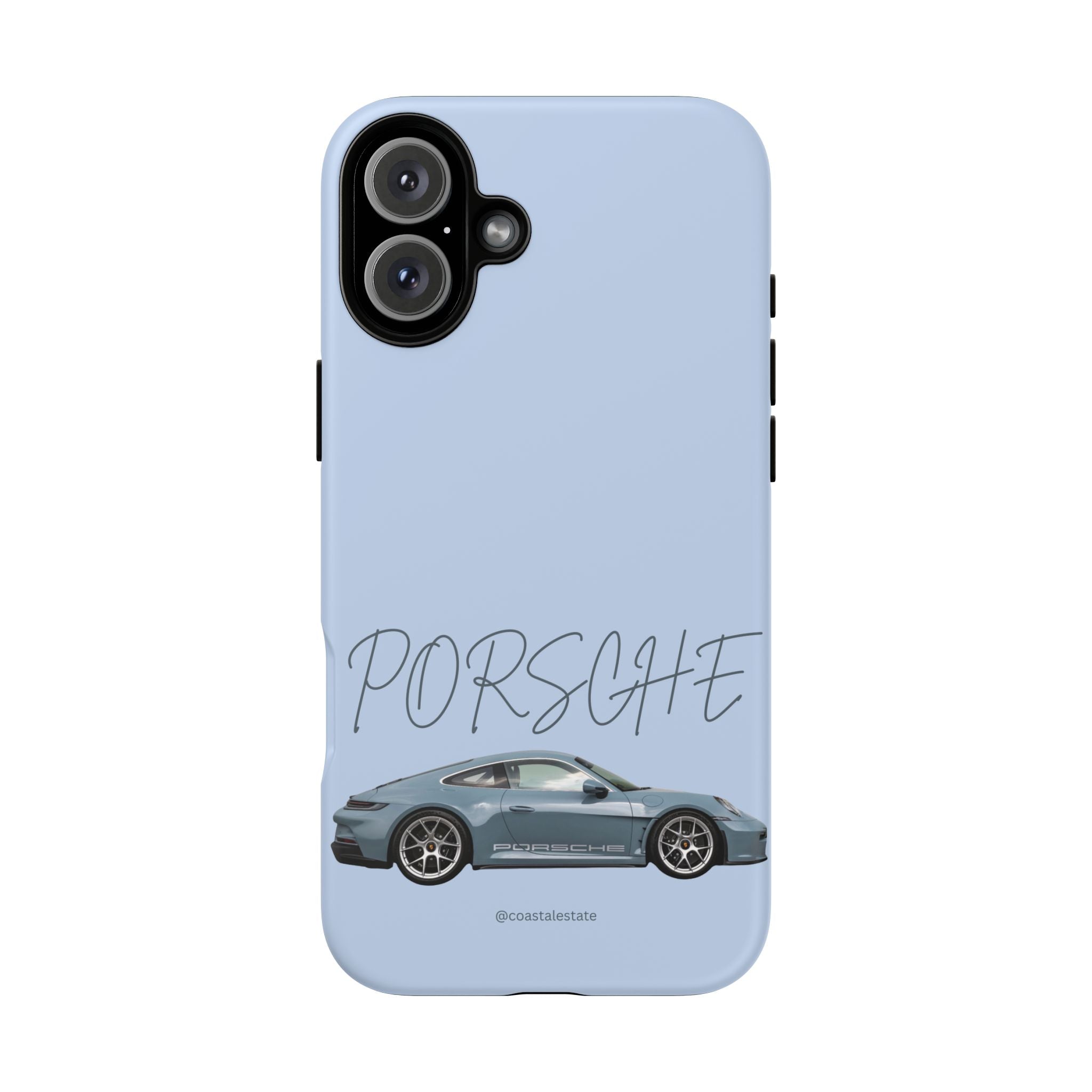Porsche Sports Car Tough Phone Case — Light Blue Illustrated Porsche Design