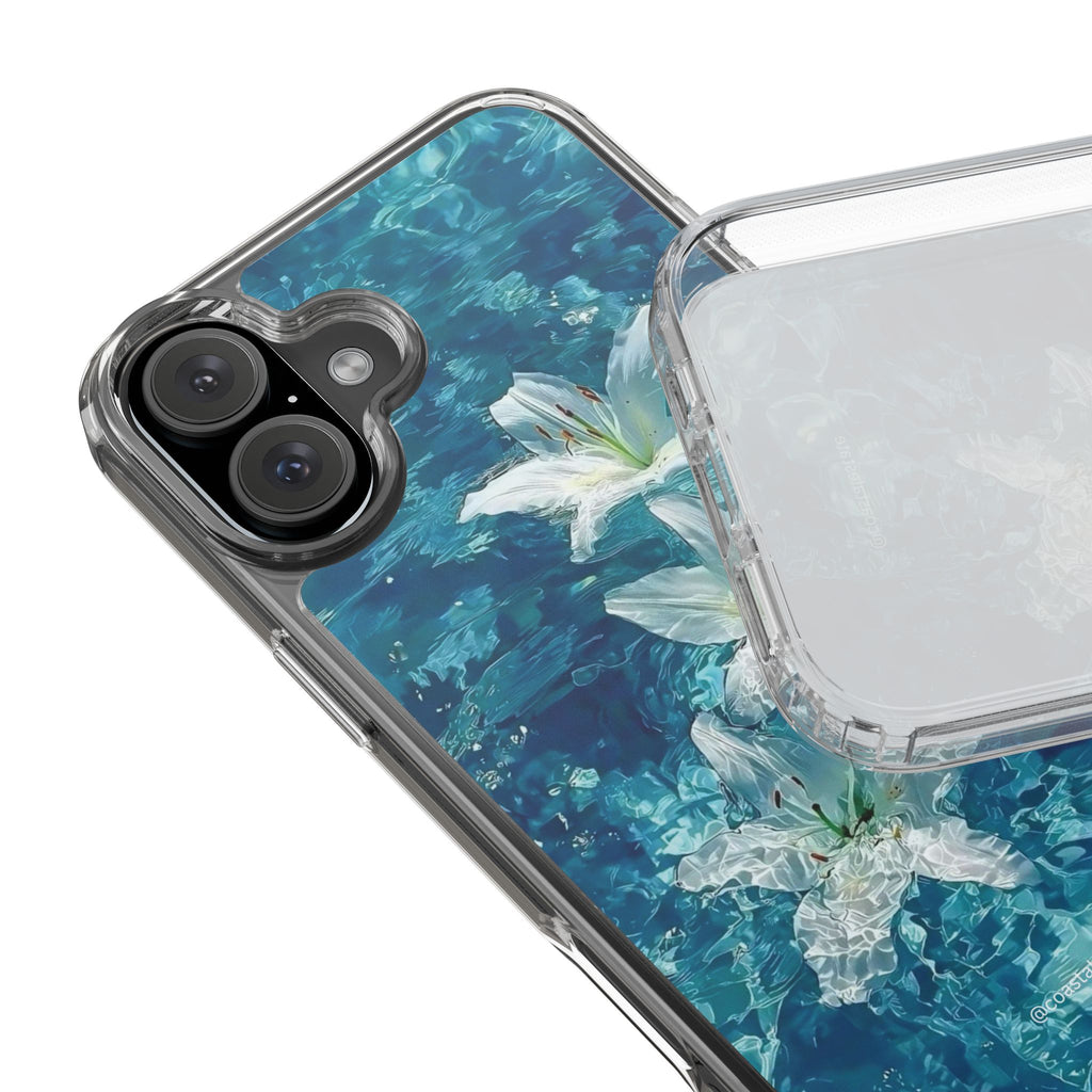 Clear Phone Case — Blue Water Lily Floral Design