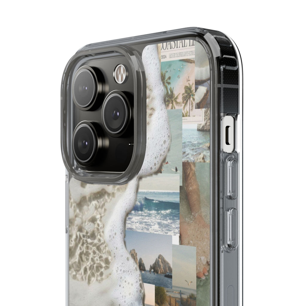 Clear Phone Case — Coastal Collage Beach Foam Design