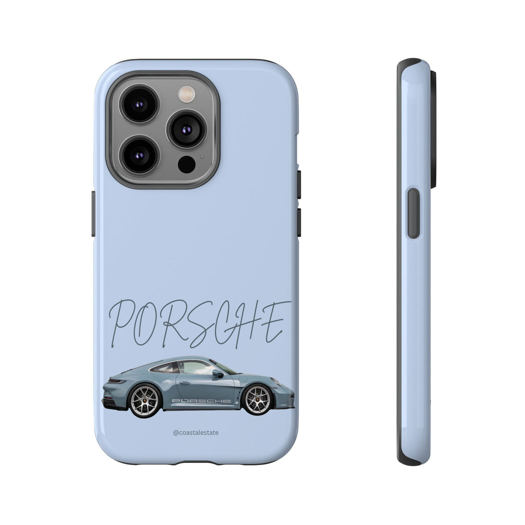 Porsche Sports Car Tough Phone Case — Light Blue Illustrated Porsche Design