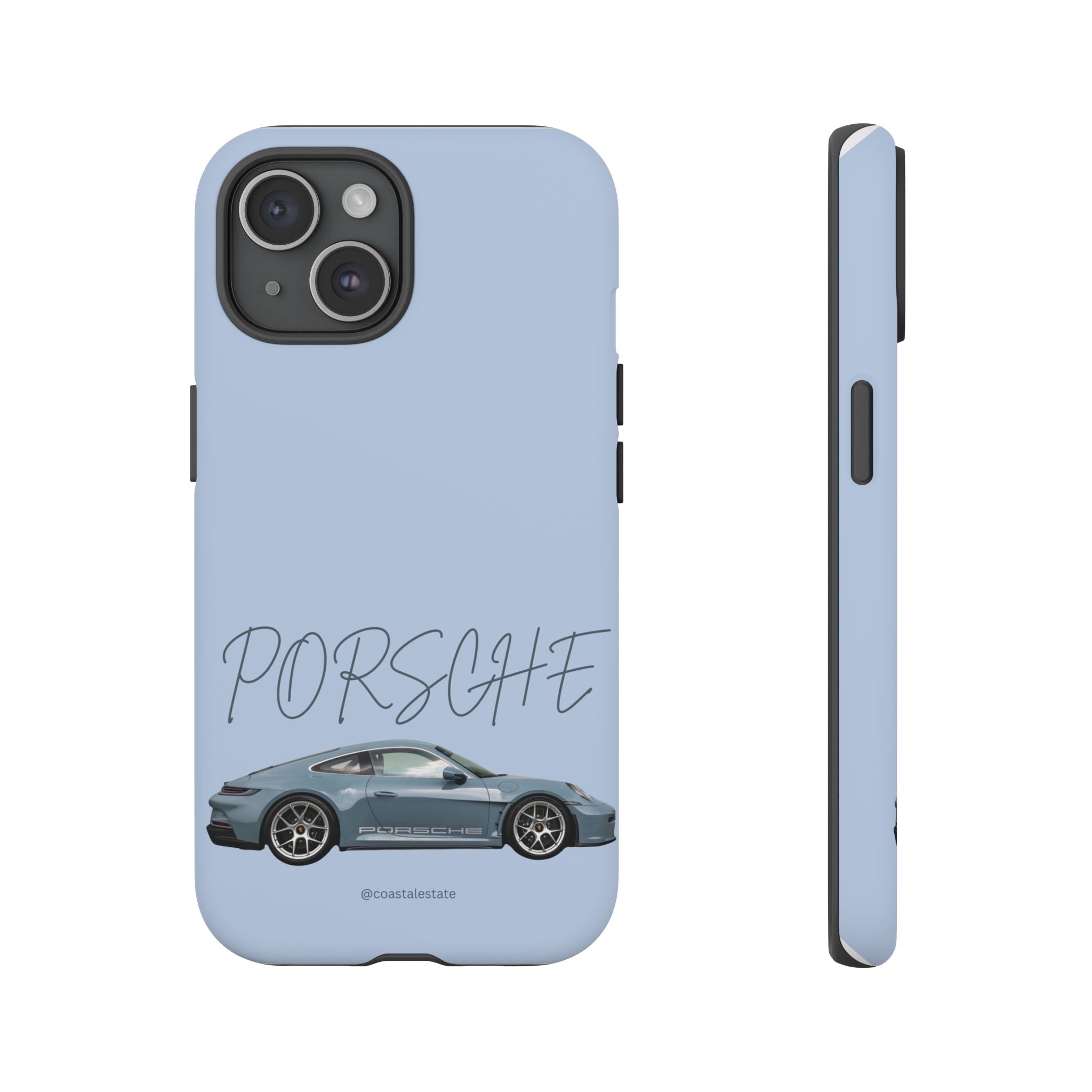 Porsche Sports Car Tough Phone Case — Light Blue Illustrated Porsche Design